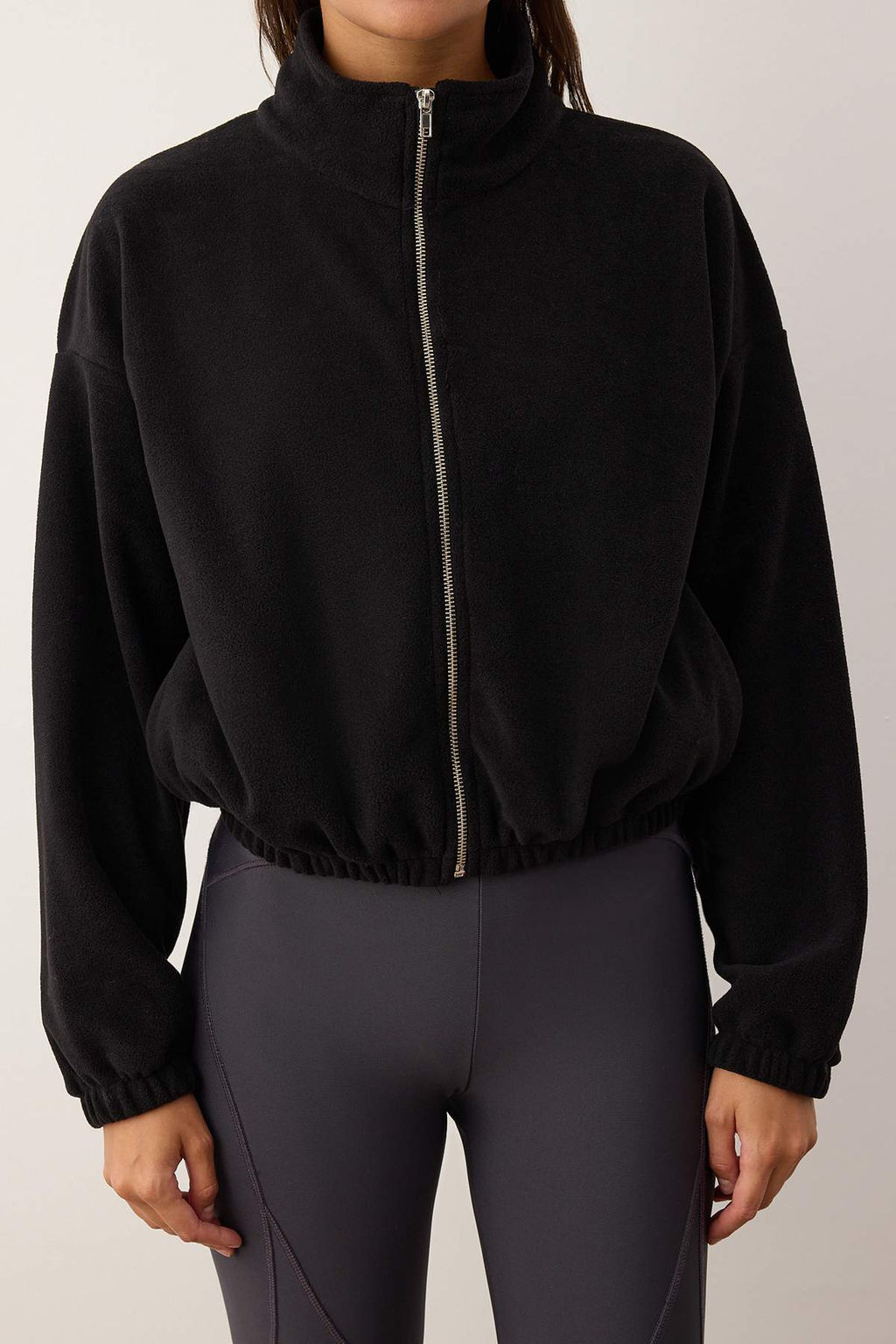 Ekru Polar Fermuarl? Oversize/Genis Kal?p Kal?n Orme Sweatshirt TWOAW26SW00057 - Trendyolmilla фото 9