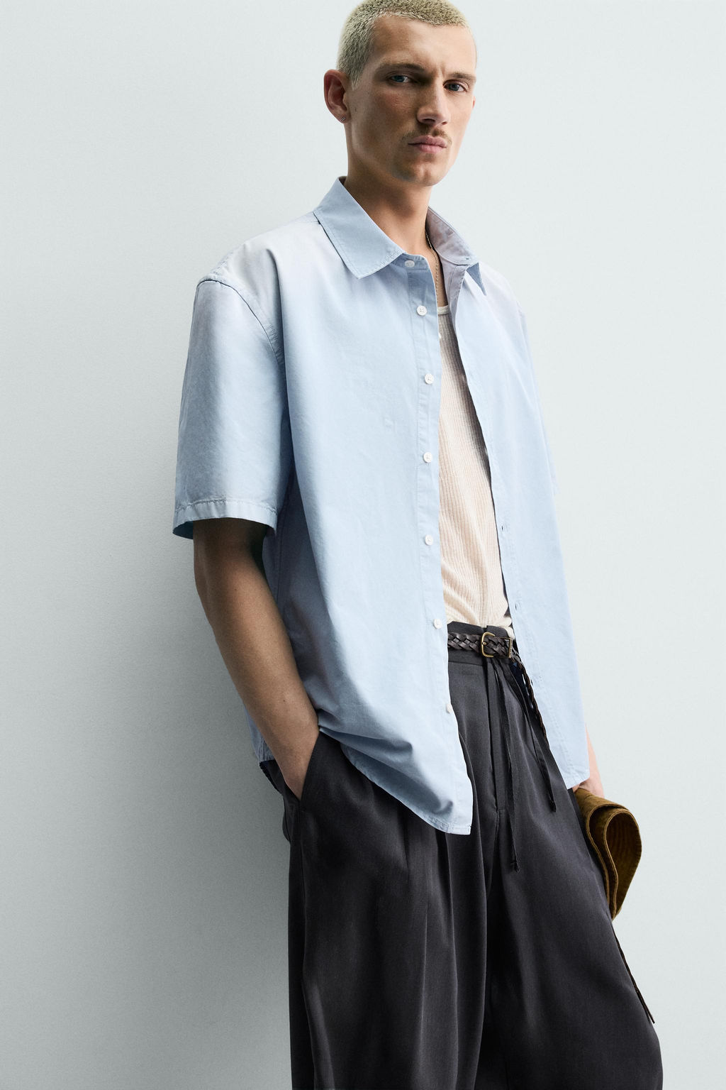 CAMISA RELAXED FIT LAVADO SPRAY / Azul claro - Zara фото 5