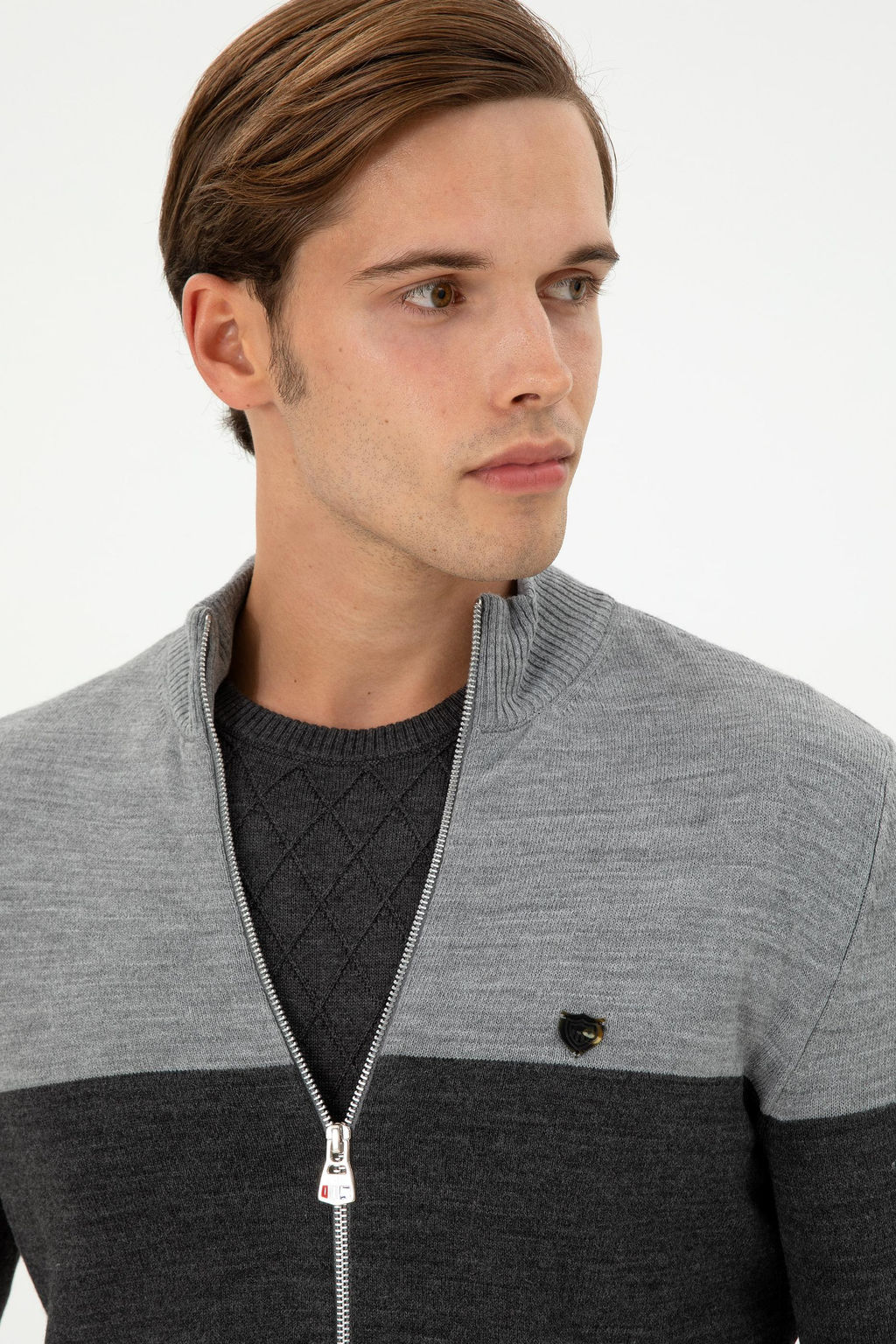 Мужской серый меланжевый трикотажный кардиган Неожиданная скидка в корзине - U.s. polo assn фото 2