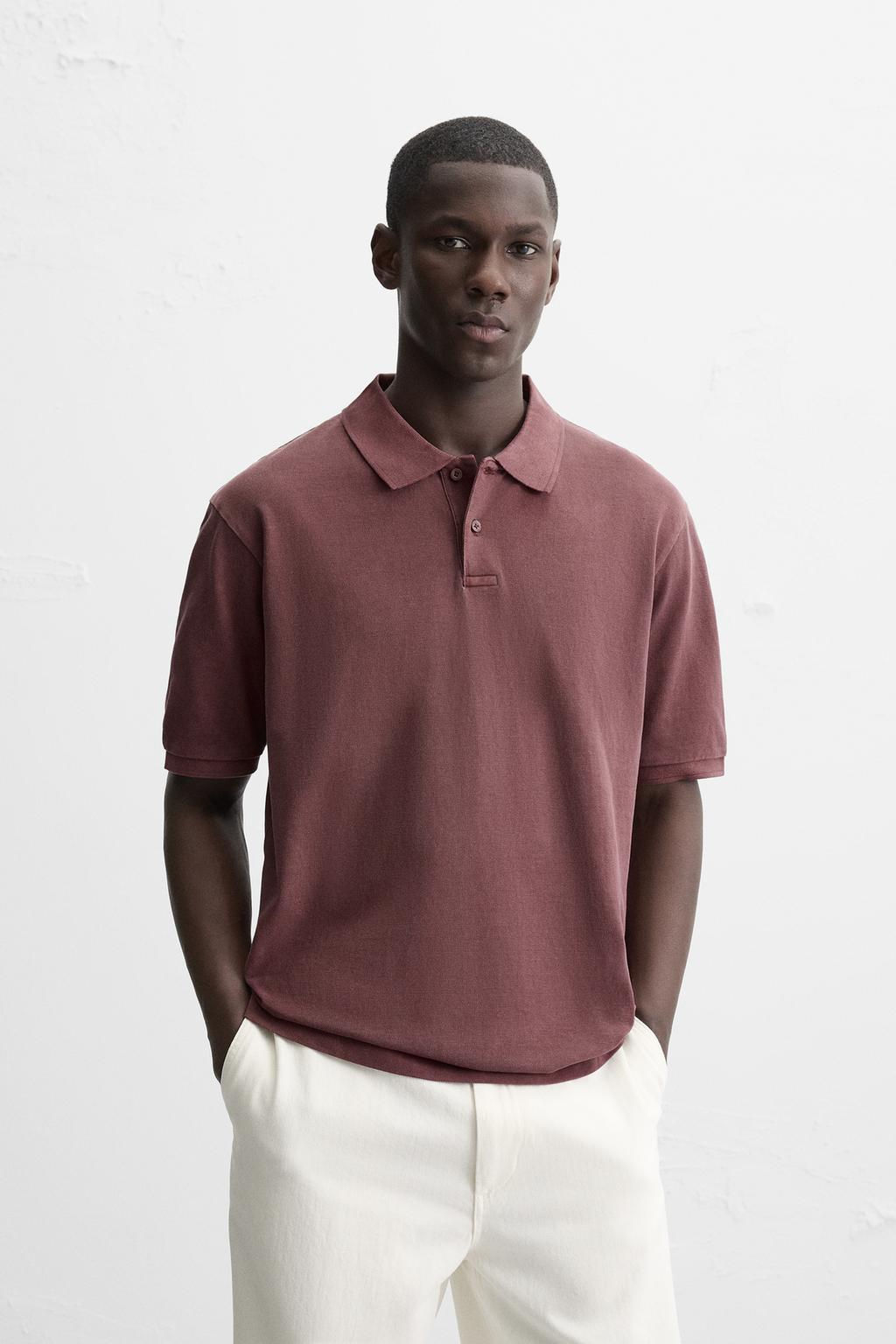WASHED TEXTURED PIQUE POLO SHIRT - Zara фото 9
