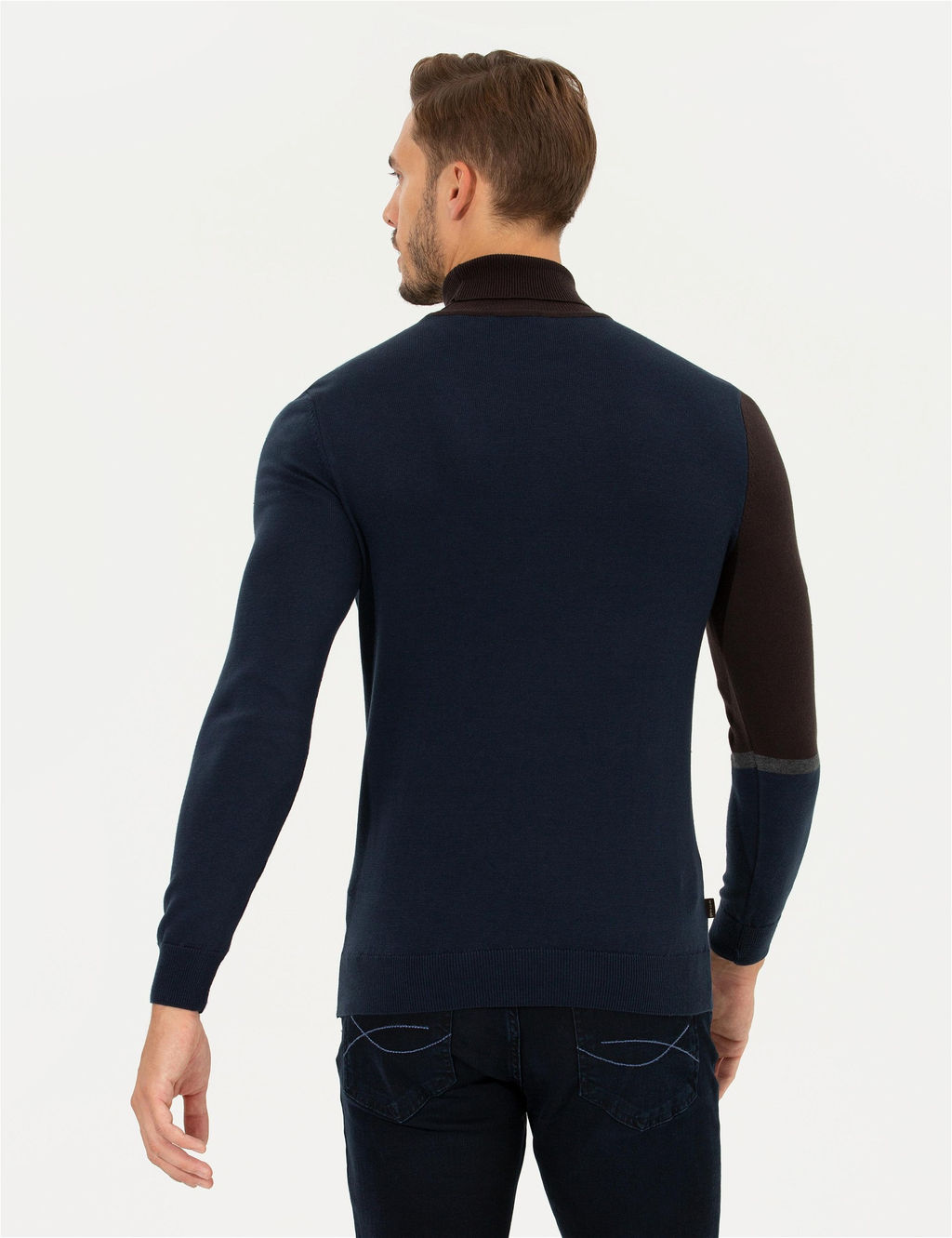 Kahverengi Slim Fit Bal_k__ Yaka Triko Kazak - Pierre cardin фото 5
