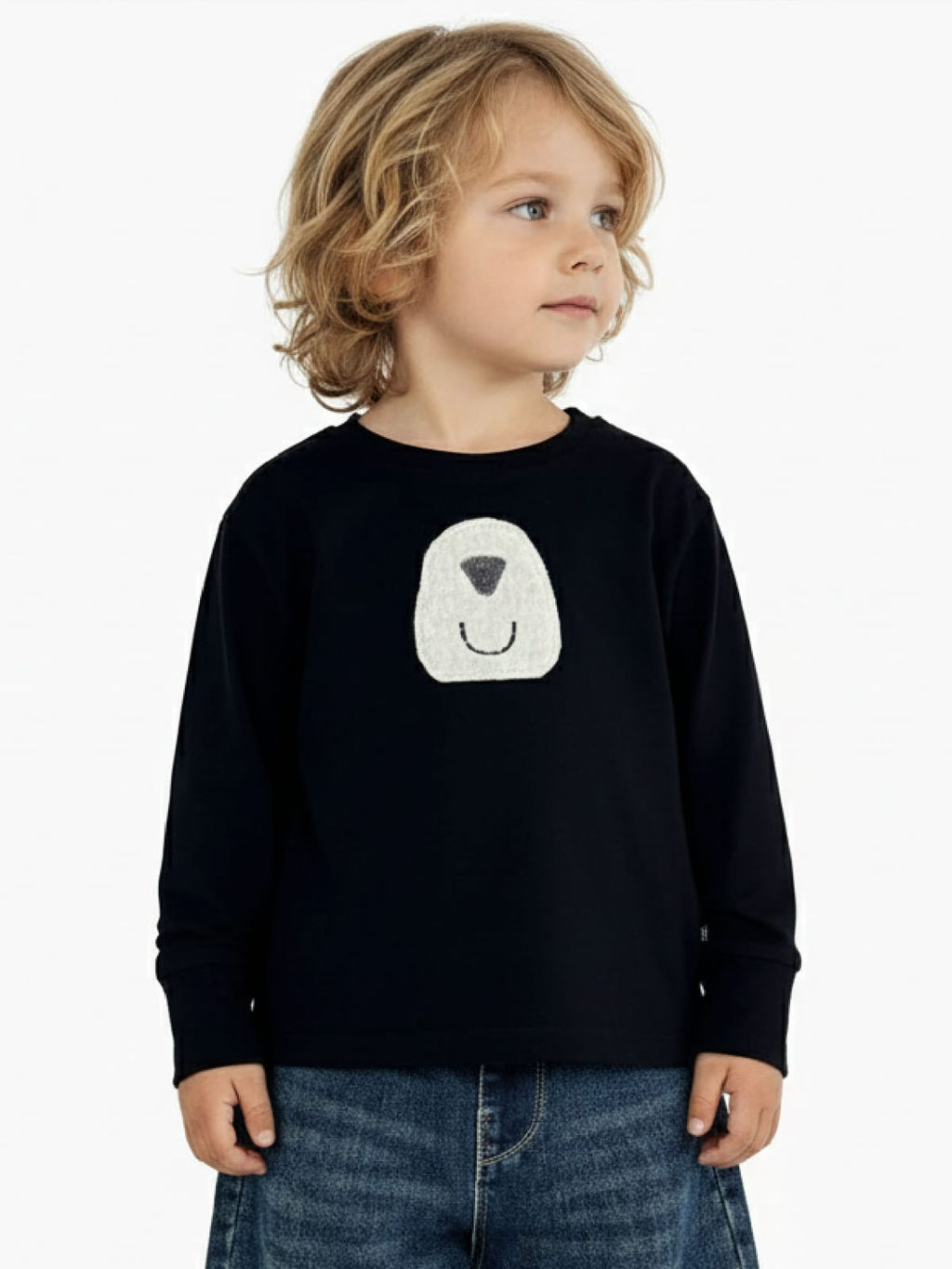 Лонгслив с аппликацией для мальчика 22-0233 черный - Mini maxi фото 2