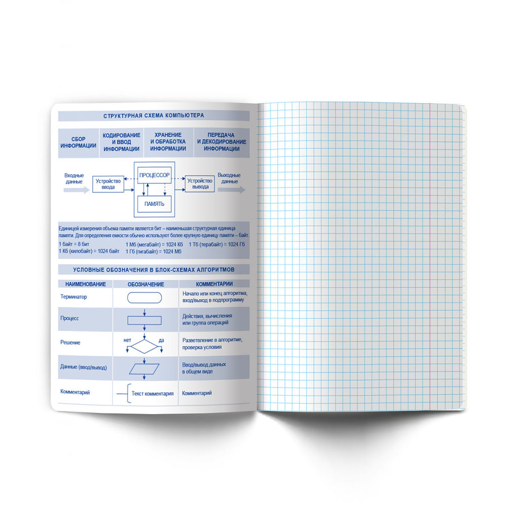 Светоч Т137 Тетрадь со справочным материалом Академия наук, A5 48 л. на скобе 60 г/кв.м , белизна 90 % 10 шт. , клетка 01282 Академия наук Информатика  фото 4