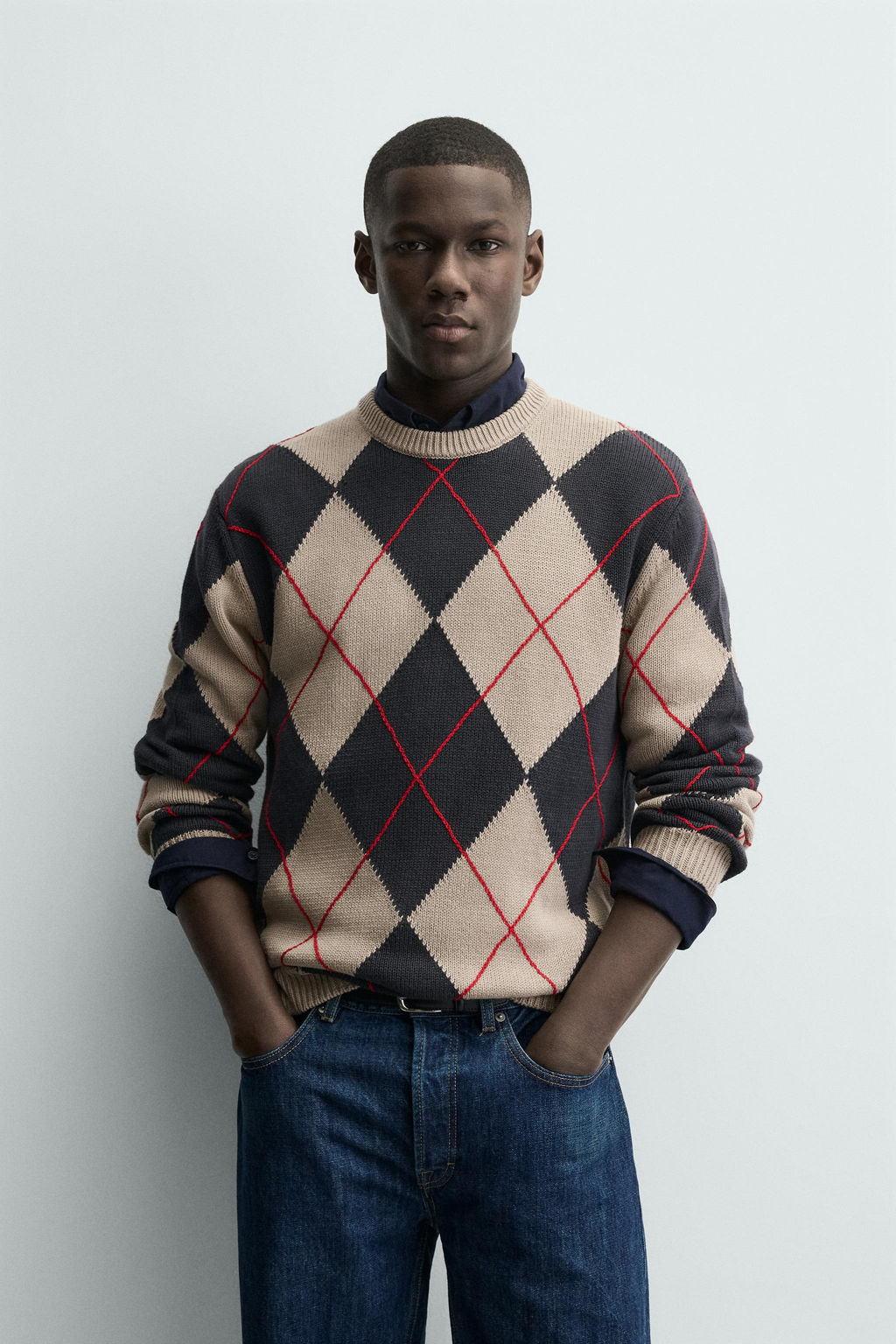 ARGYLE JACQUARD JUMPER - Zara фото 2