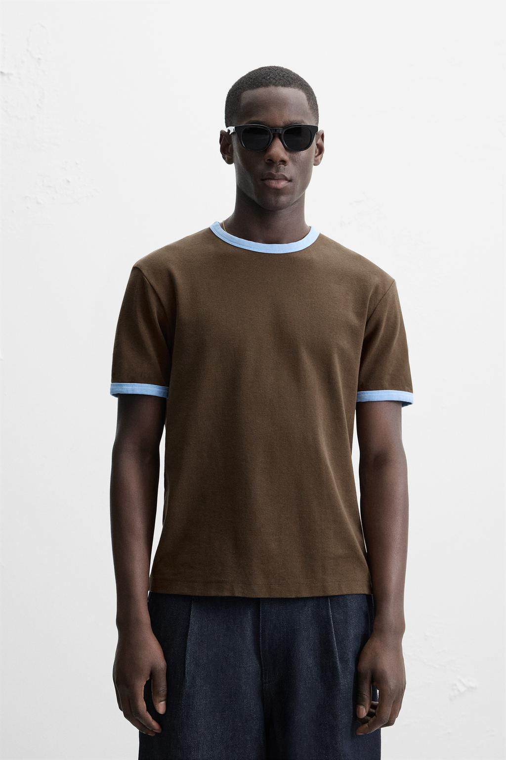 BASIC CONTRAST RIB T-SHIRT - Zara фото 4