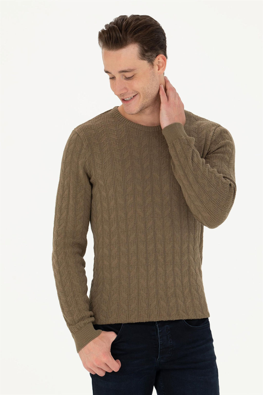 Мужской базовый свитер хаки меланжевого цвета Неожиданная скидка в корзине - U.s. polo assn фото 3