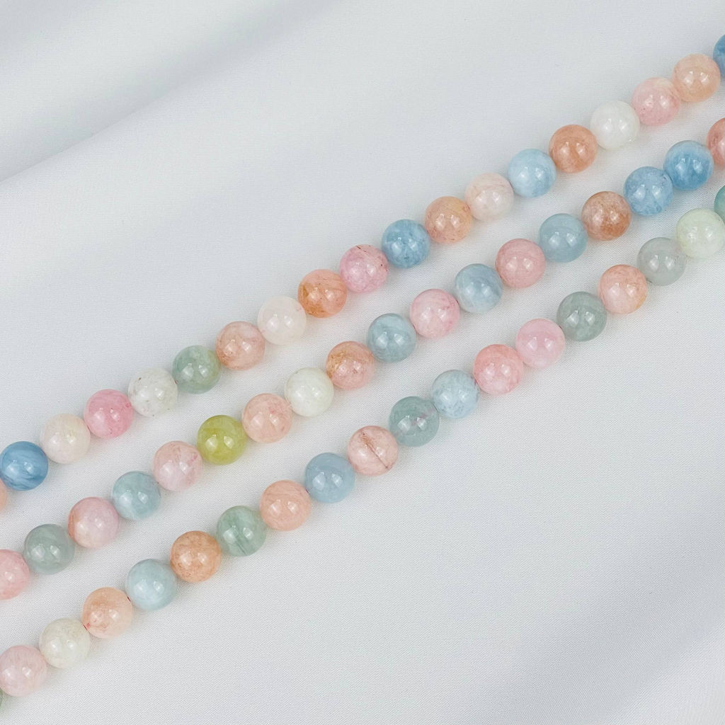 Бусины для украшений из Берилла, Морганита и Аквамарина (38 бусин) 39 см