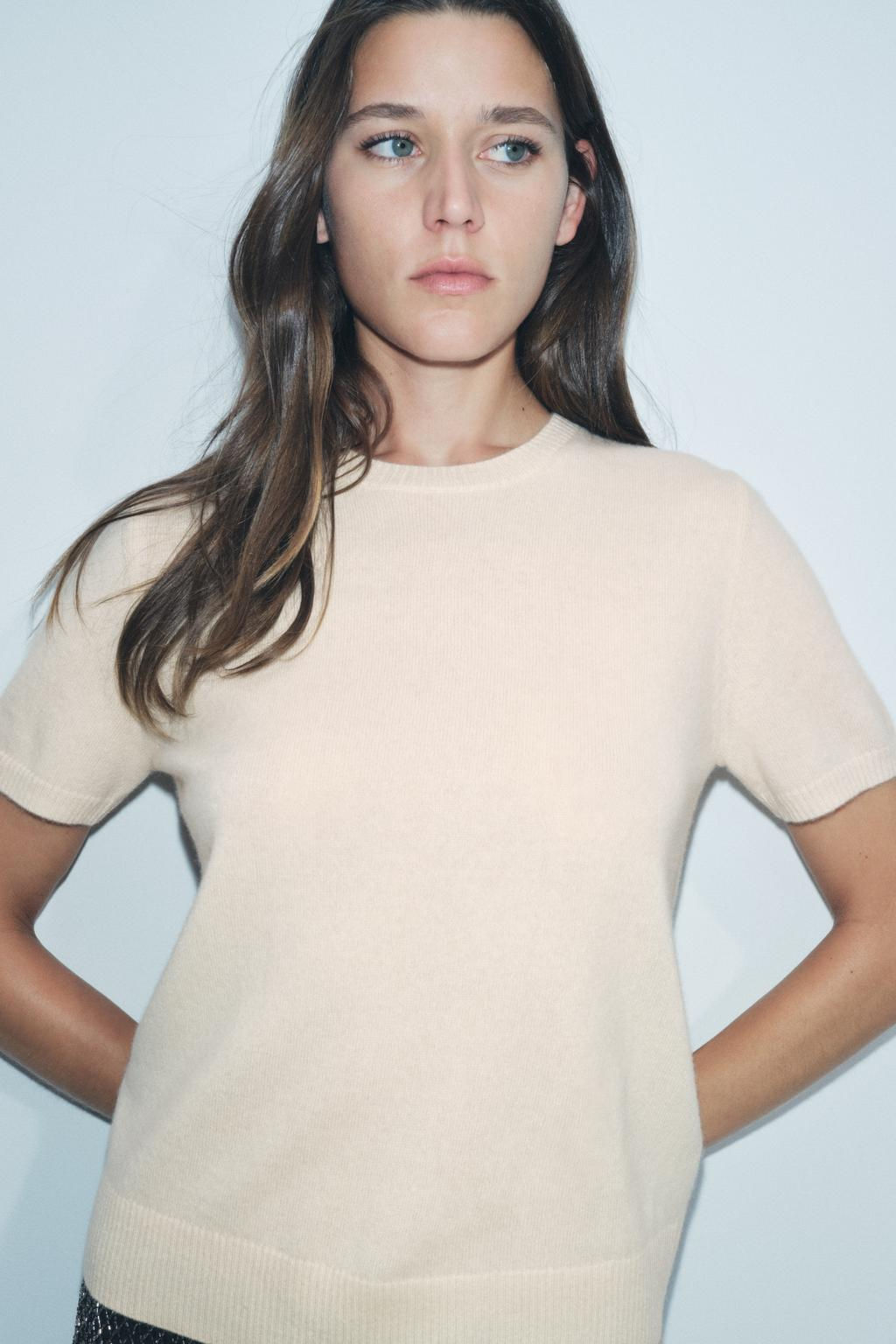BASIC 100% CASHMERE SHORT SLEEVE TOP - Zara фото 2