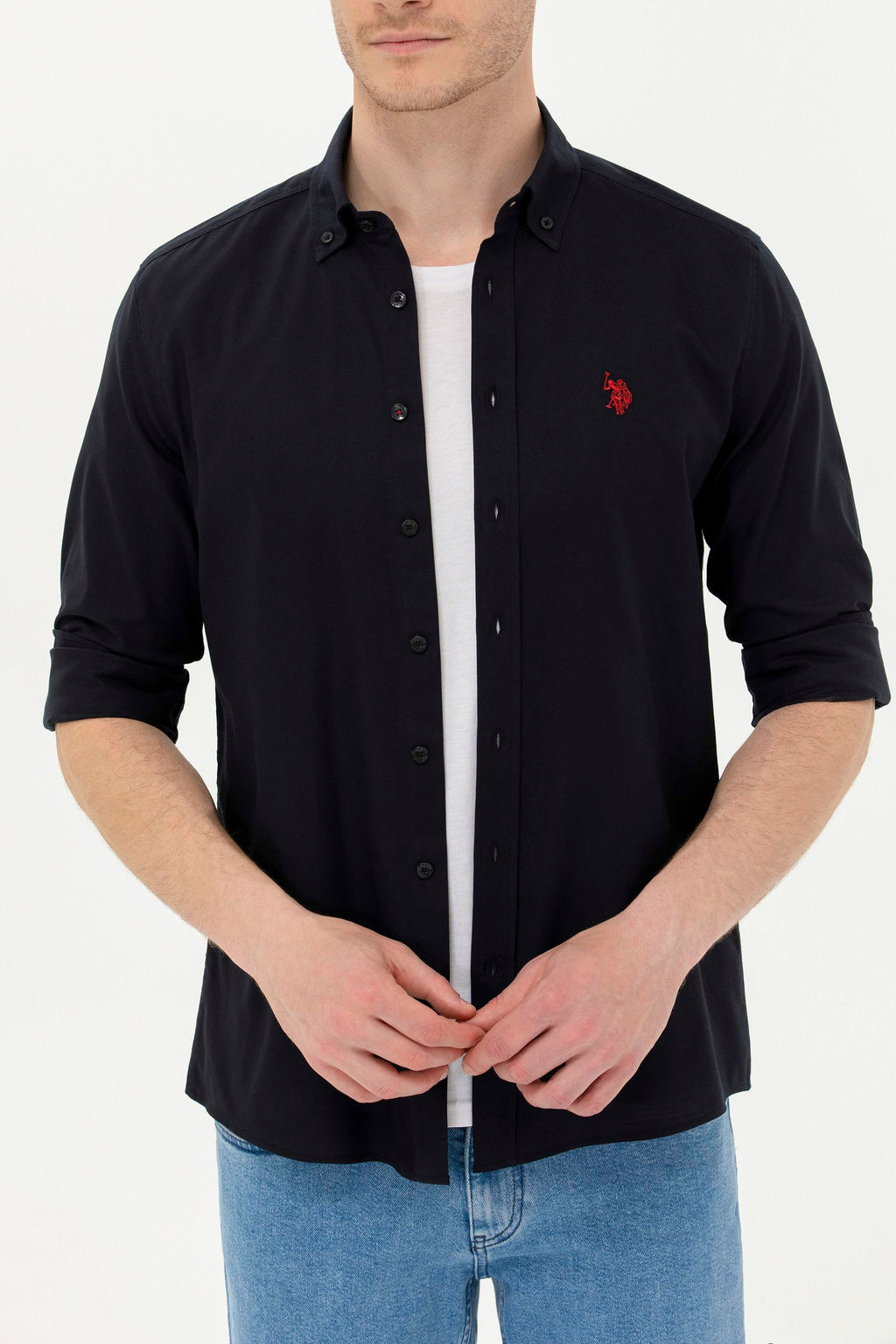 U. S. Polo Assn Мужская черная базовая рубашка с длинным рукавом - U.s. polo assn фото 6