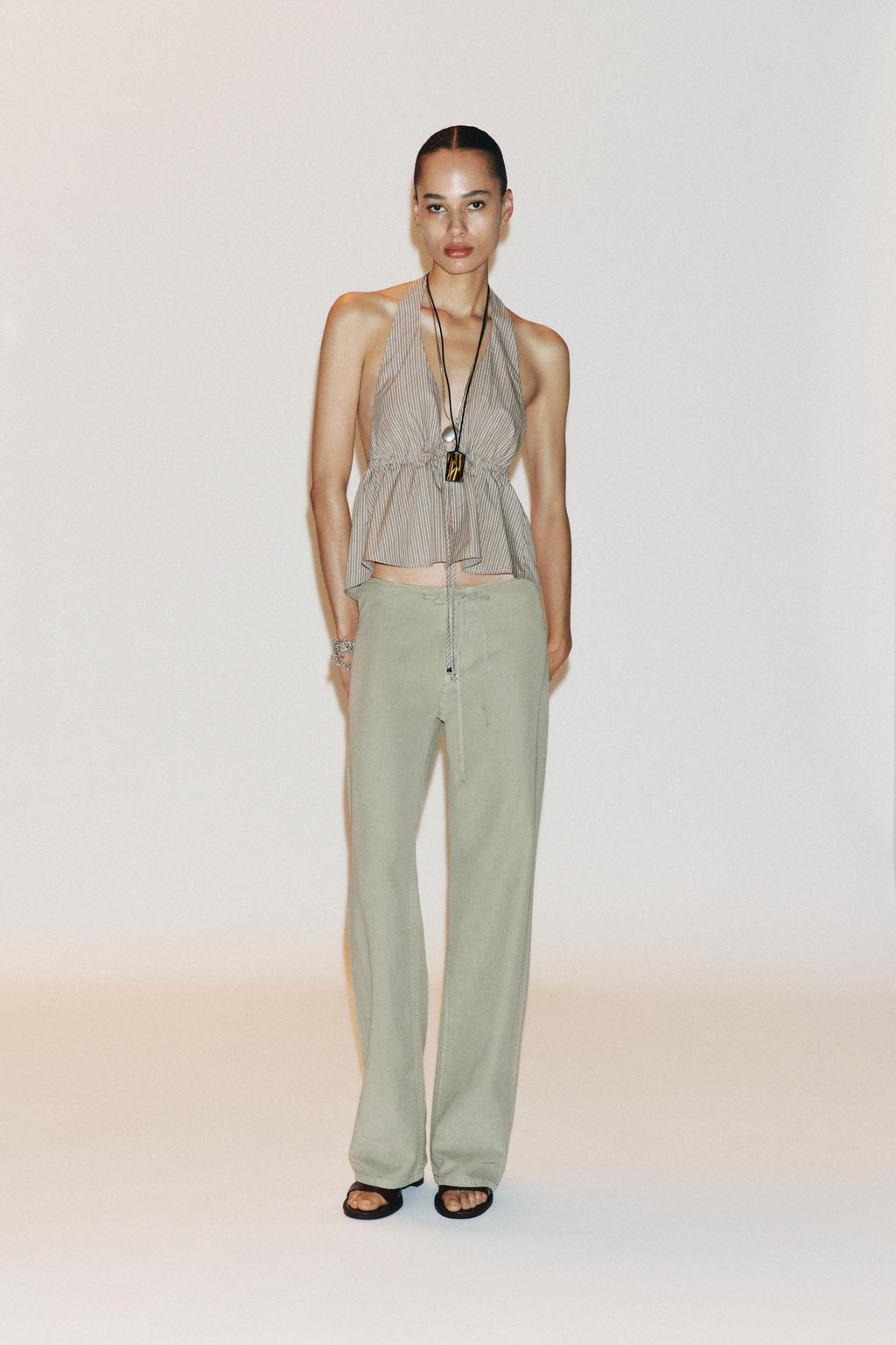 STRAIGHT PYJAMA TROUSERS - Zara фото 7