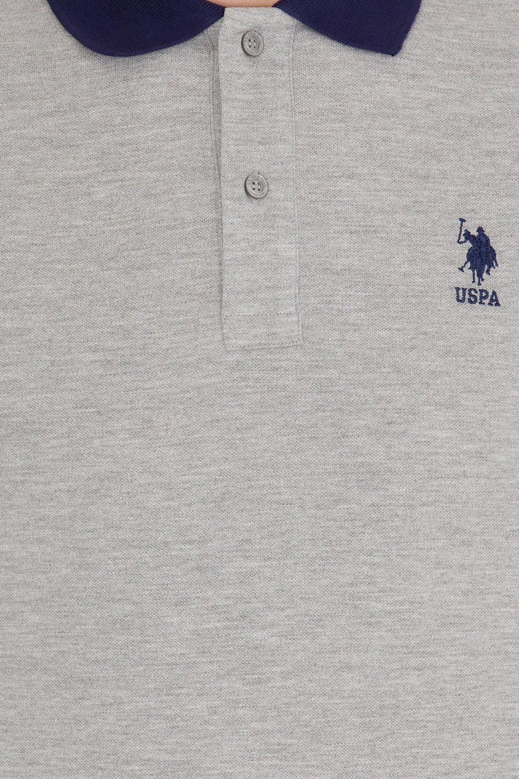 U. S. Polo Assn Мужская серая меланжевая футболка с воротником-поло - U.s. polo assn фото 6