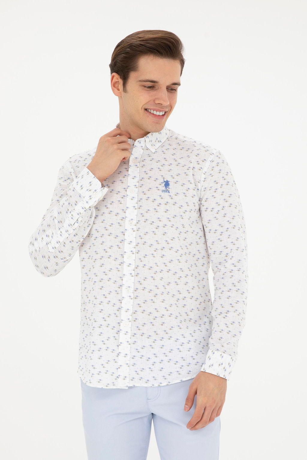 Мужская голубая рубашка с длинным рукавом - U.s. polo assn фото 3