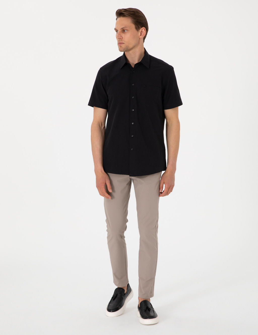 Siyah Basic Regular Fit K_sa Kollu Cepli G_mlek - Pierre cardin фото 4