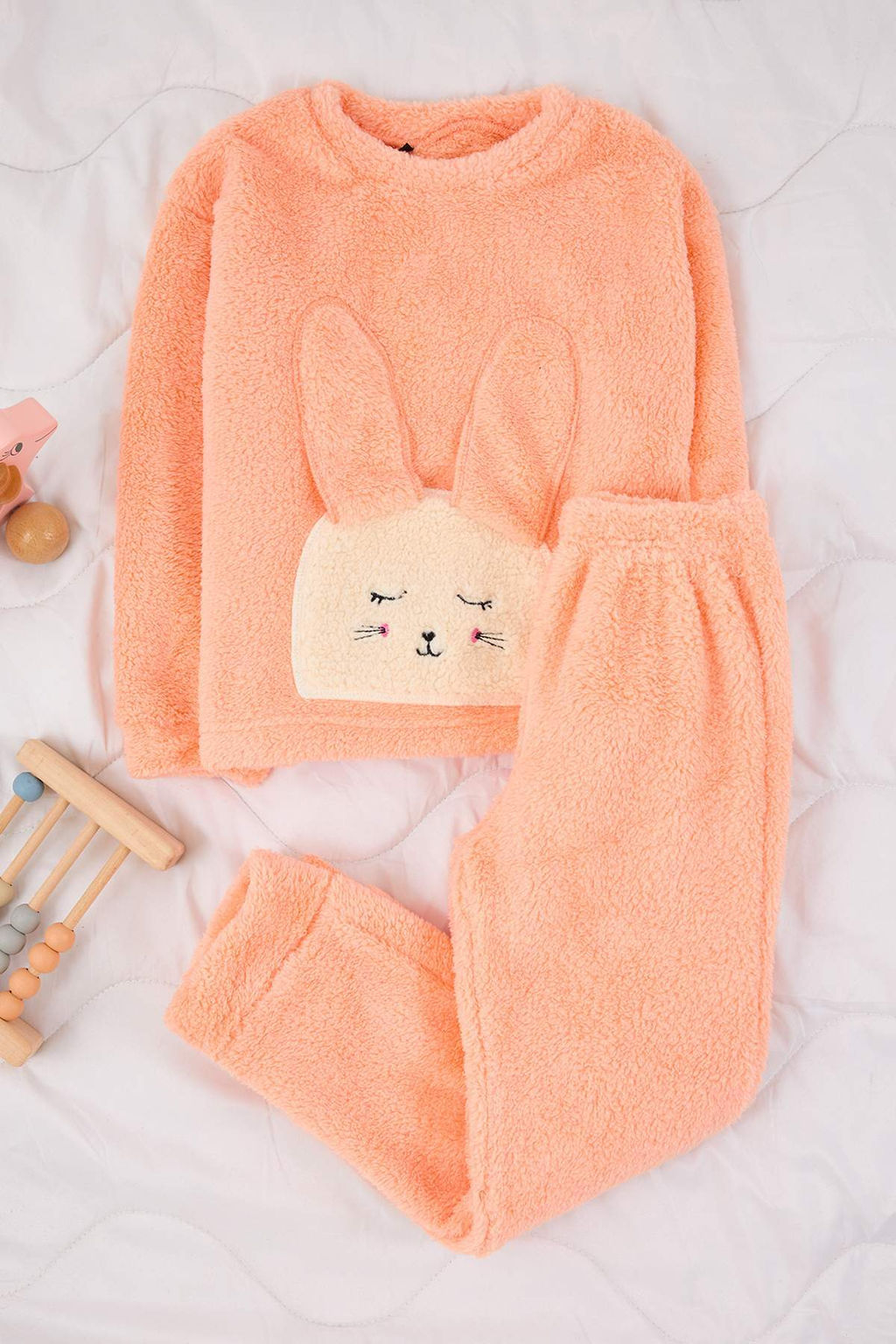 Pembe Mini Me Pelus Orme K?z Cocuk Pijama Tak?m? TKDAW26PT00014 - Trendyolmilla фото 5