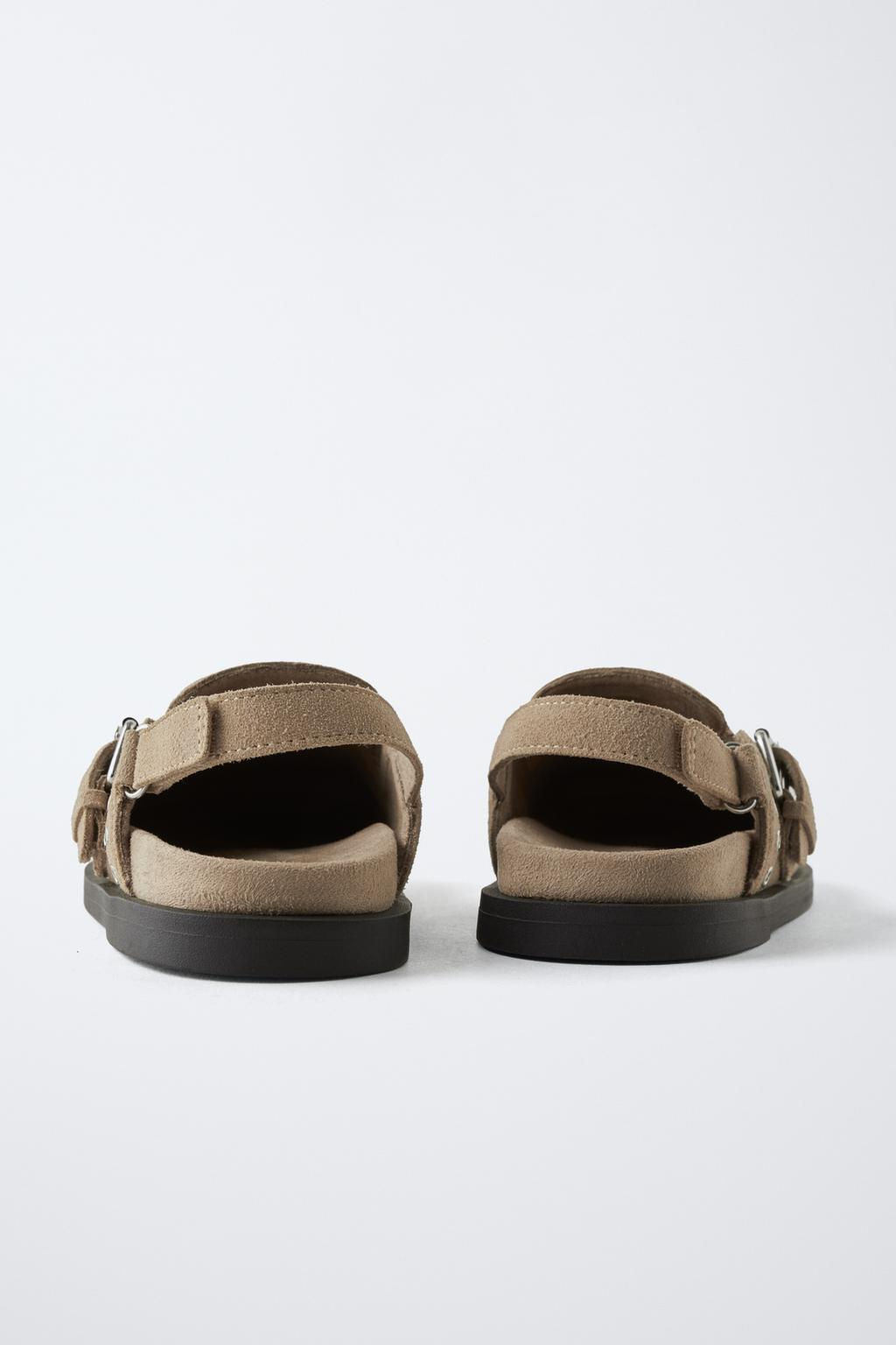 STUDDED SPLIT SUEDE CLOGS - Zara фото 5