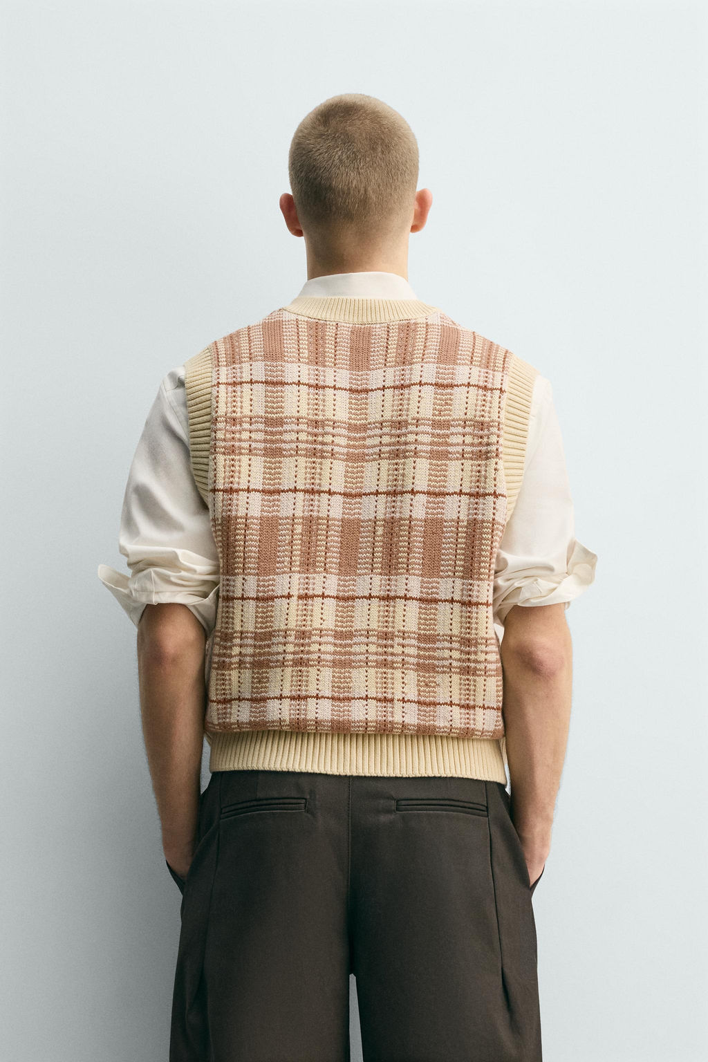 JACQUARD KNIT CHECKS WAISTCOAT - Zara фото 3