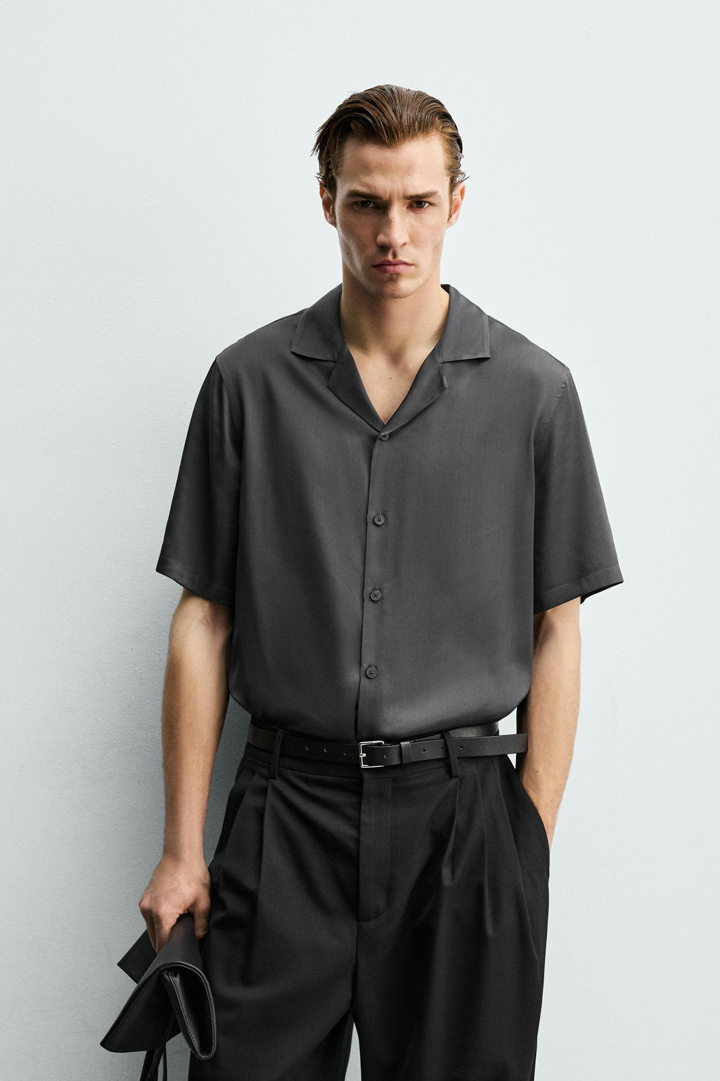 CAMISA SATINADA RELAXED FIT / Gris - Zara фото 2