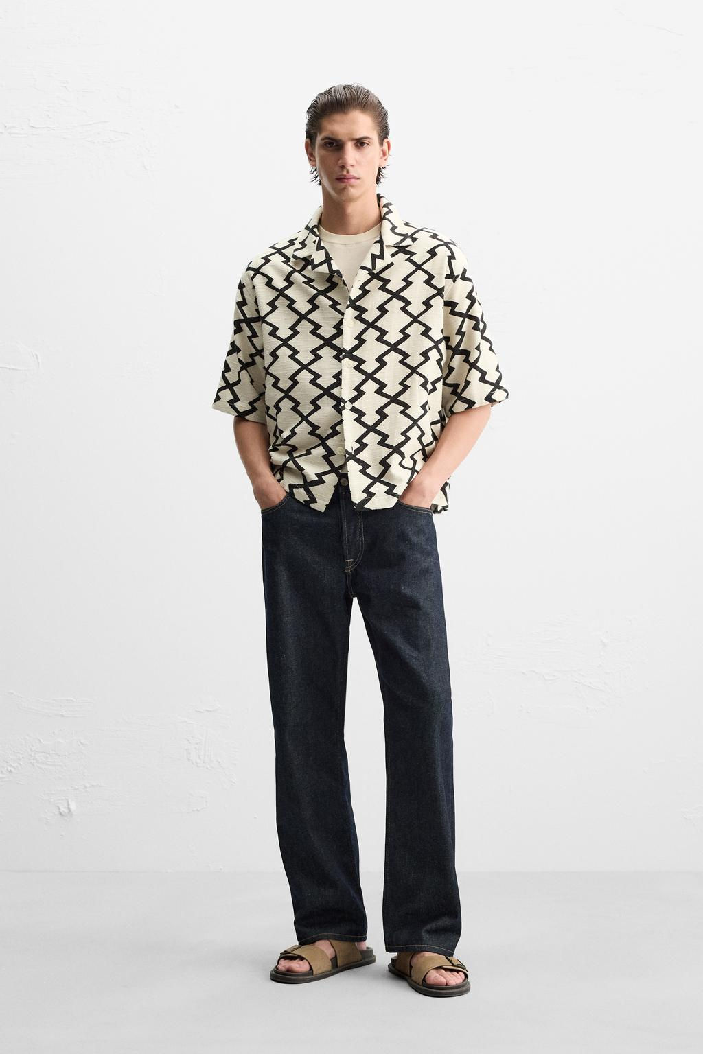 GEOMETRIC PRINT OVERSHIRT - Zara фото 10