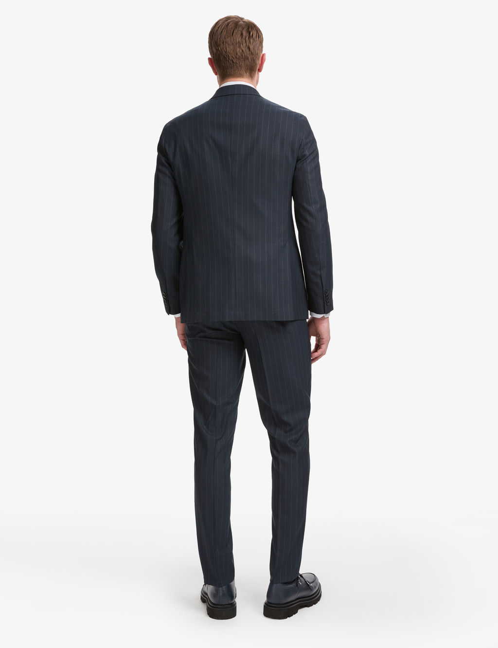 Lacivert Extra Slim Fit _izgili Kruvaze Tak_m Elbise