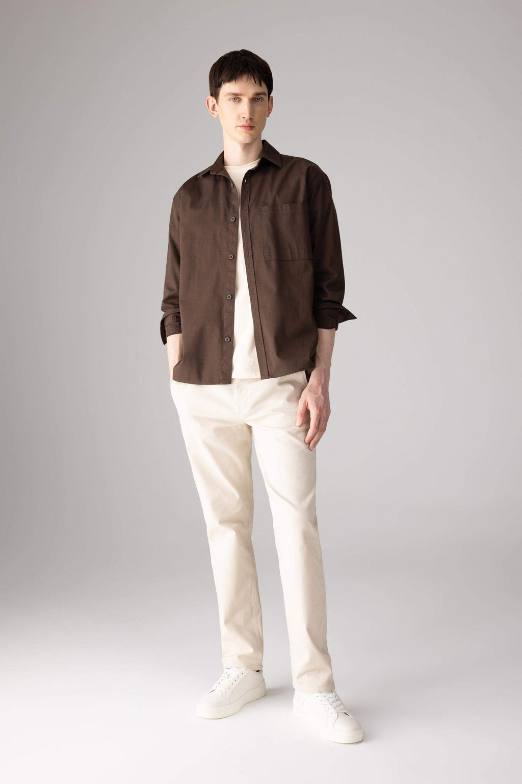 Gabardin Chino Kanvas Pantolon Regular Fit Fermuar Cepli Duz Paca - Defacto фото 13