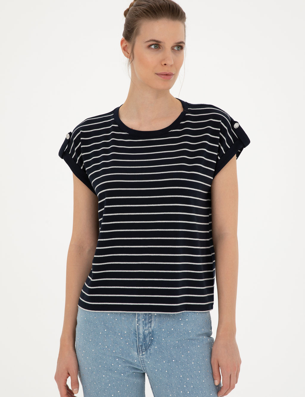 Lacivert Comfort Fit _izgili Ti__rt