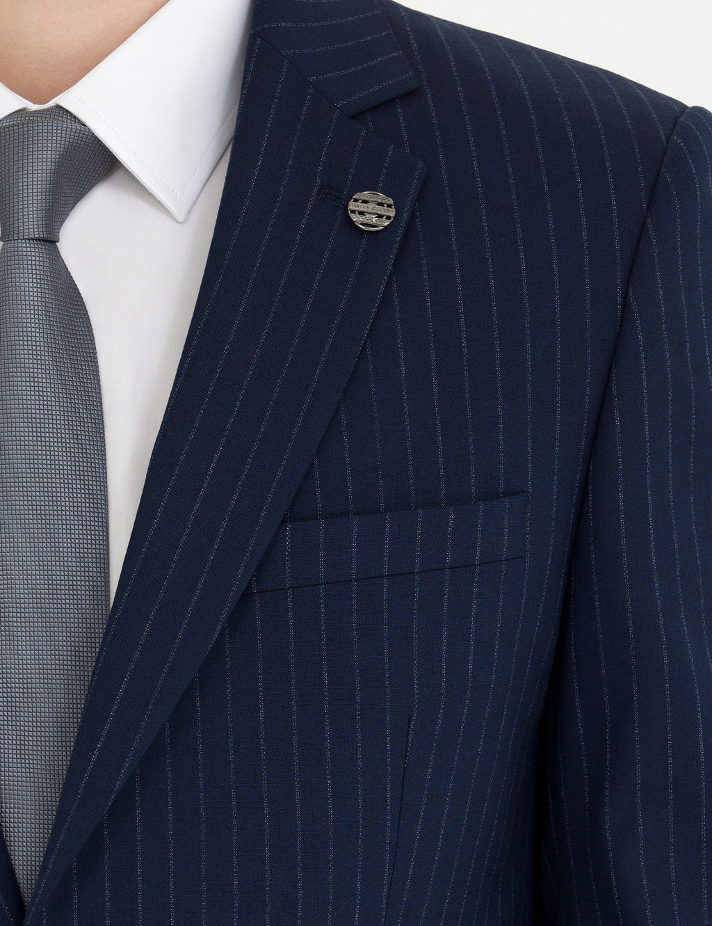 Lacivert Ekstra Slim Fit _izgili Tak_m Elbise
