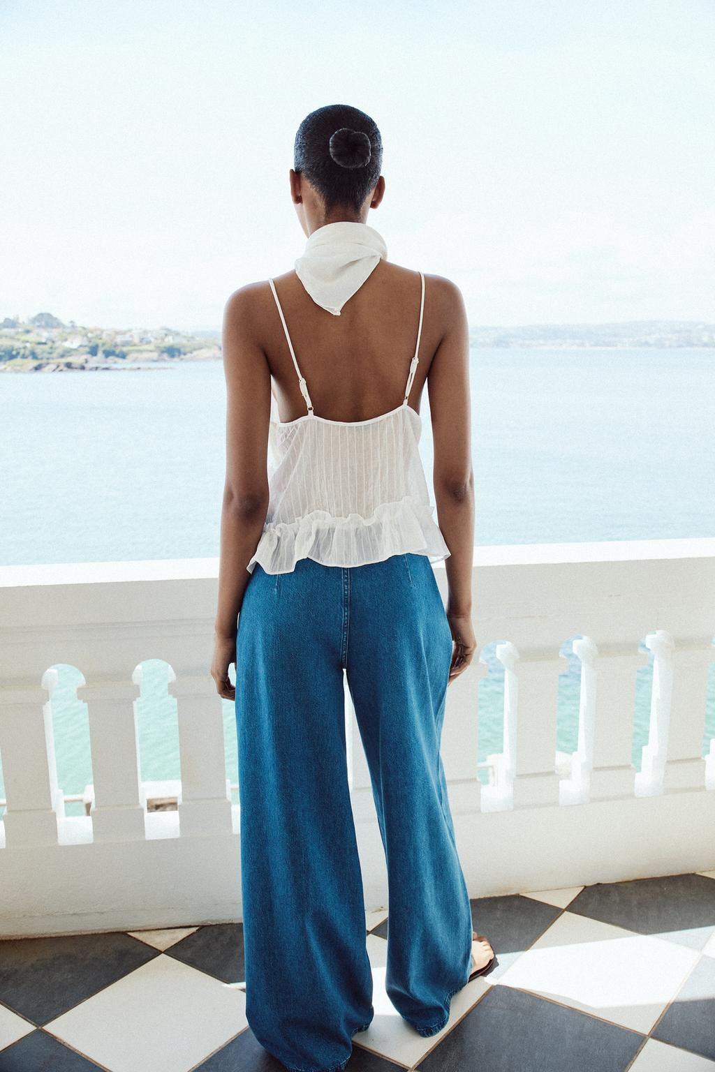 Z1975 WIDE-LEG MID-WAIST PLEATED JEANS - Zara фото 4