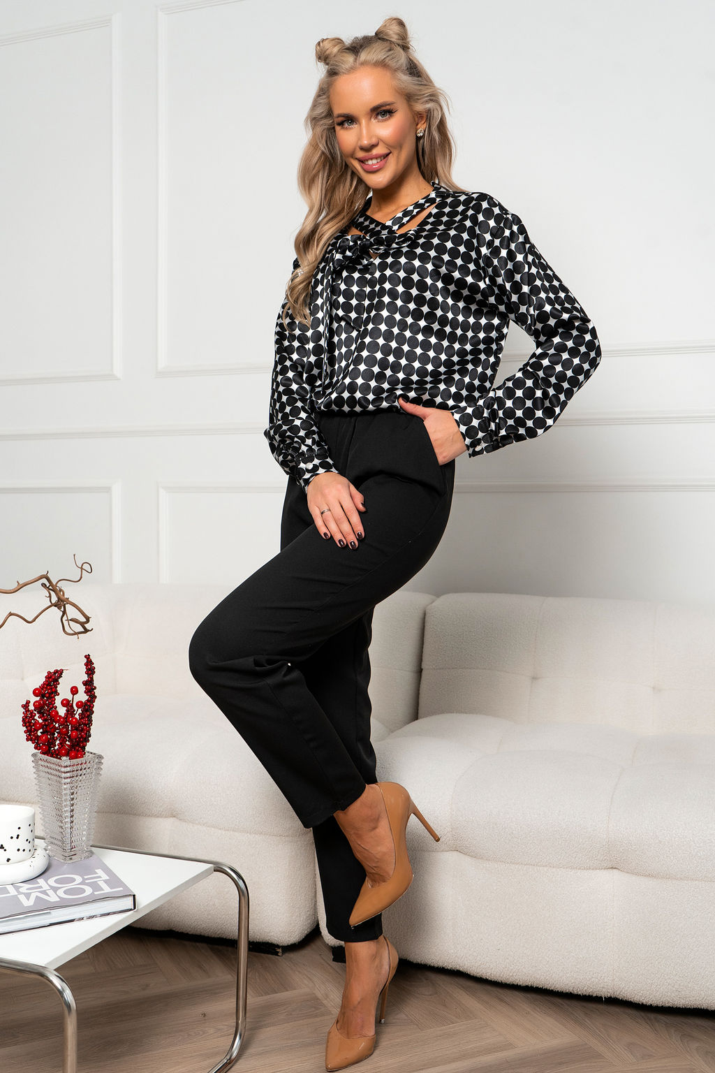 Блуза Open Style 6582 черно-белый