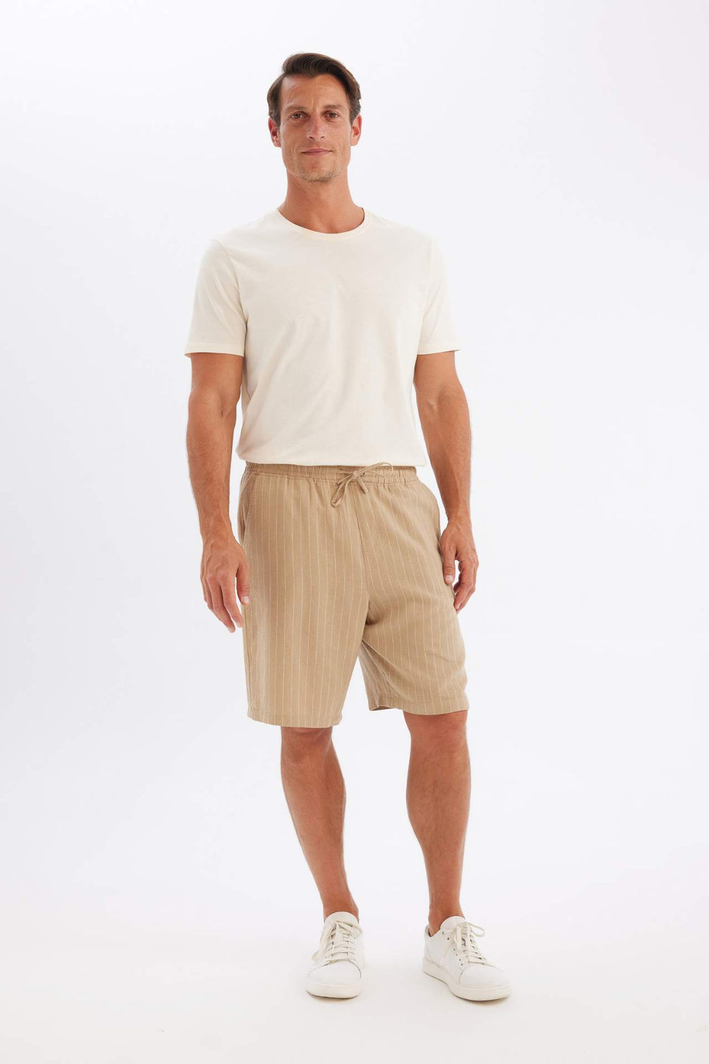 Relax Fit Keten Kar?s?ml? Bermuda Sort - Defacto фото 2