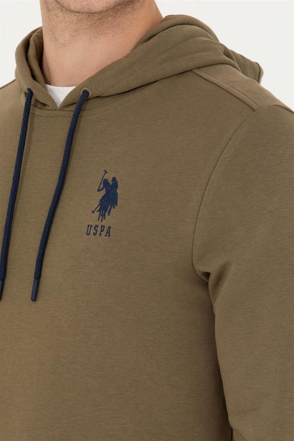U. S. Polo Assn Мужской базовый свитшот цвета хаки с капюшоном - U.s. polo assn фото 7