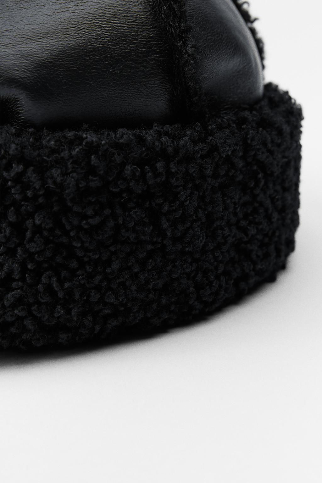 DOUBLE-FACED FAUX SHEARLING HAT - Zara фото 4