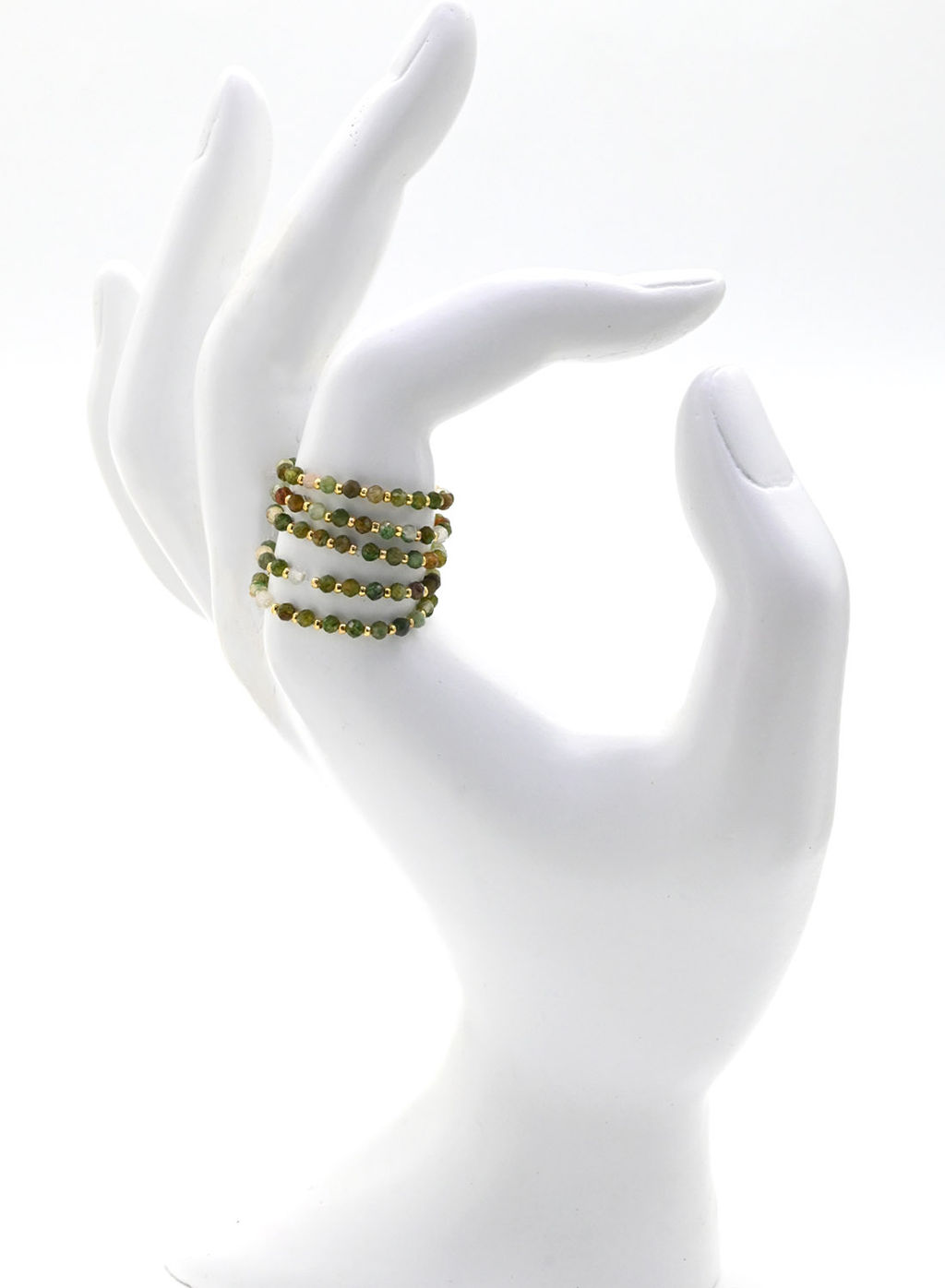 Кольцо на резинке с гранатом (Гроссуляр) шарик 2мм Радуга камня