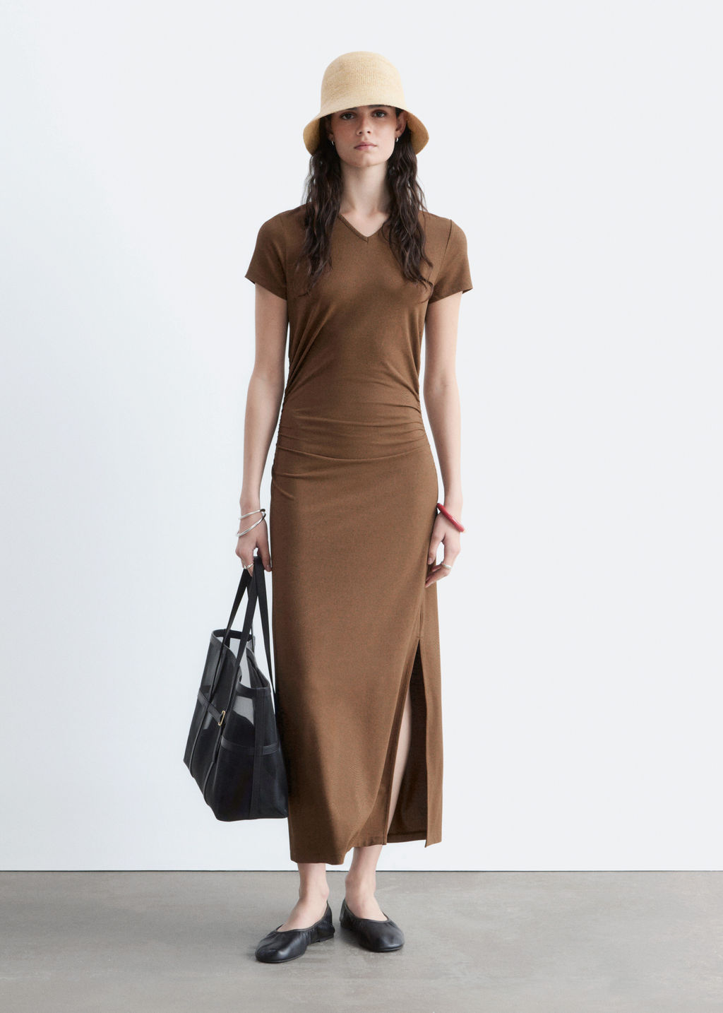 Vestido midi en punto de piqu?