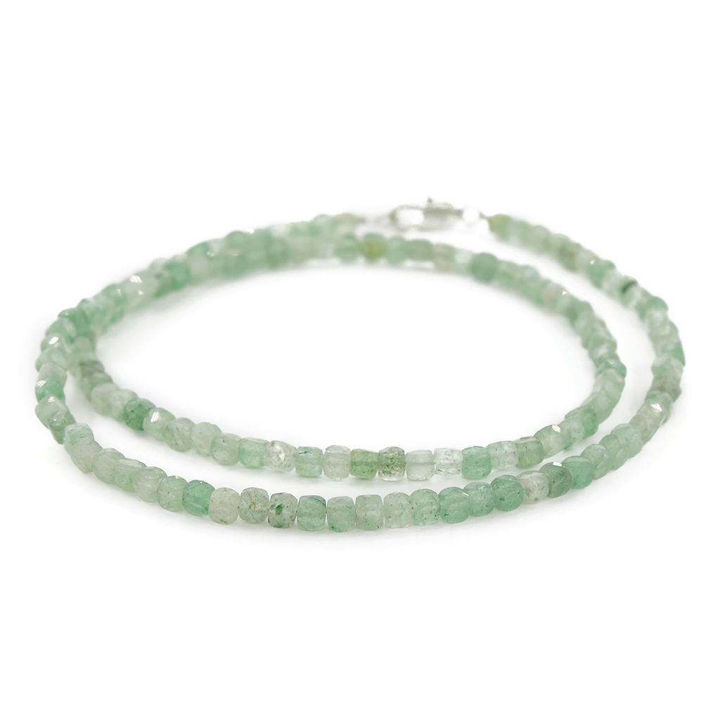Нефрит (Россия) светло-зелёный кубики гранёные 3.5мм, "Окта" бусы 47см