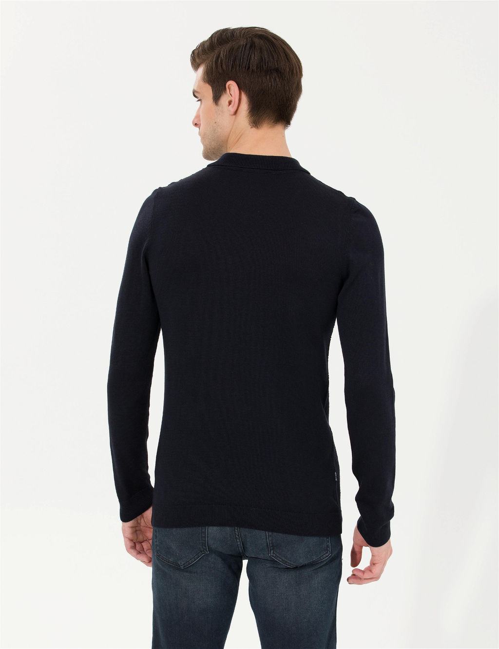 Lacivert Slim Fit D__meli Polo Yaka Triko Kazak - Pierre cardin фото 5
