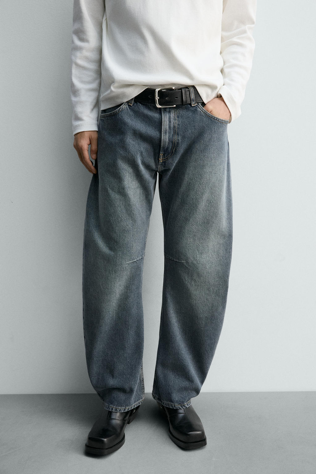 JEANS RELAXED BARREL FIT / Azul / Verde - Zara фото 5