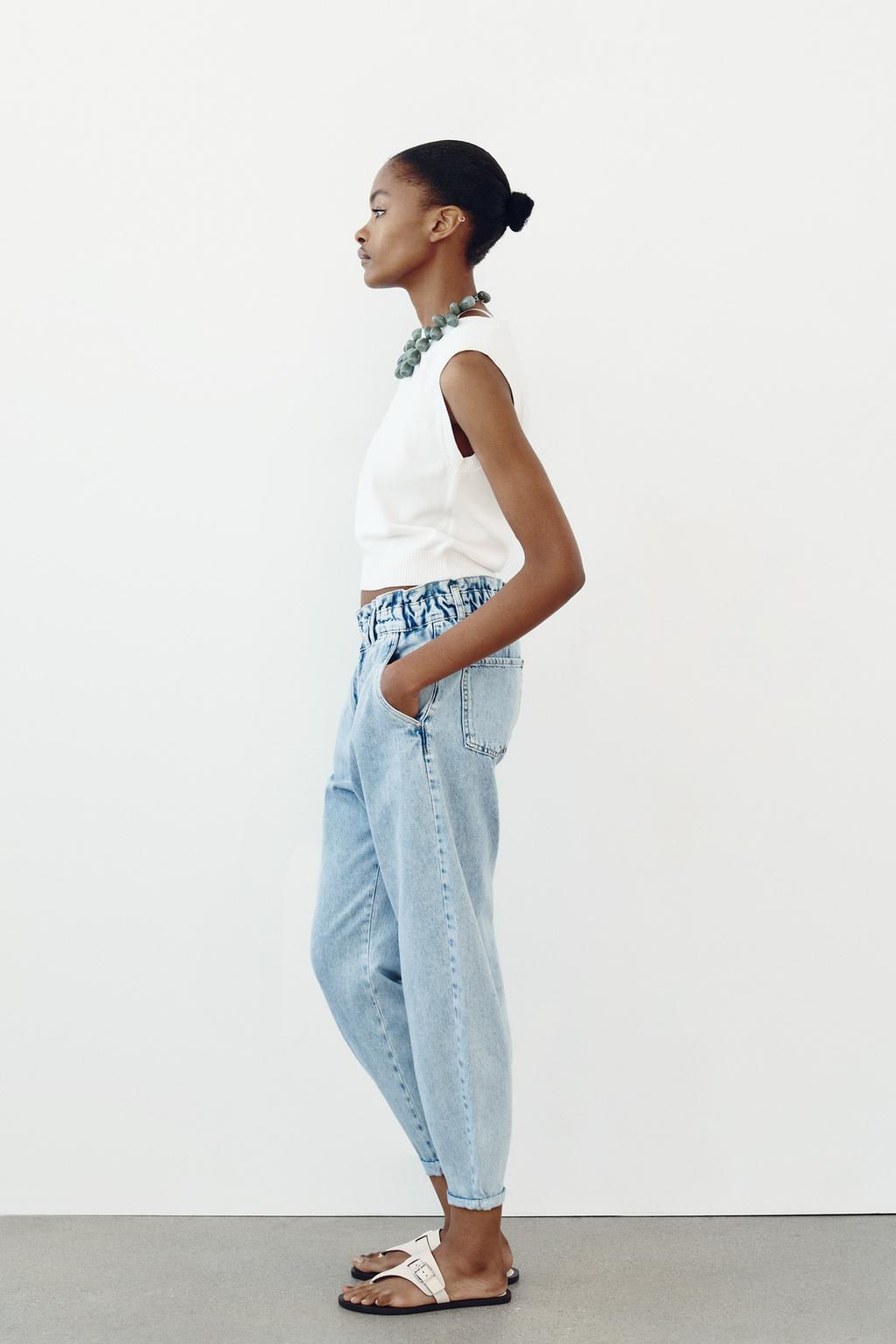 Z1975 HIGH-WAIST BAGGY PAPERBAG JEANS - Zara фото 3