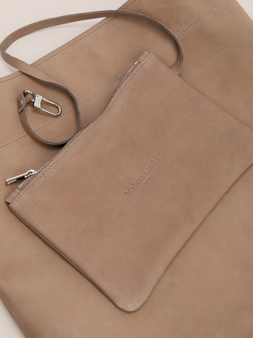 Женский шоппер MAISON DAVID CAROL Артикул 4714981, серо-бежевый  фото 3