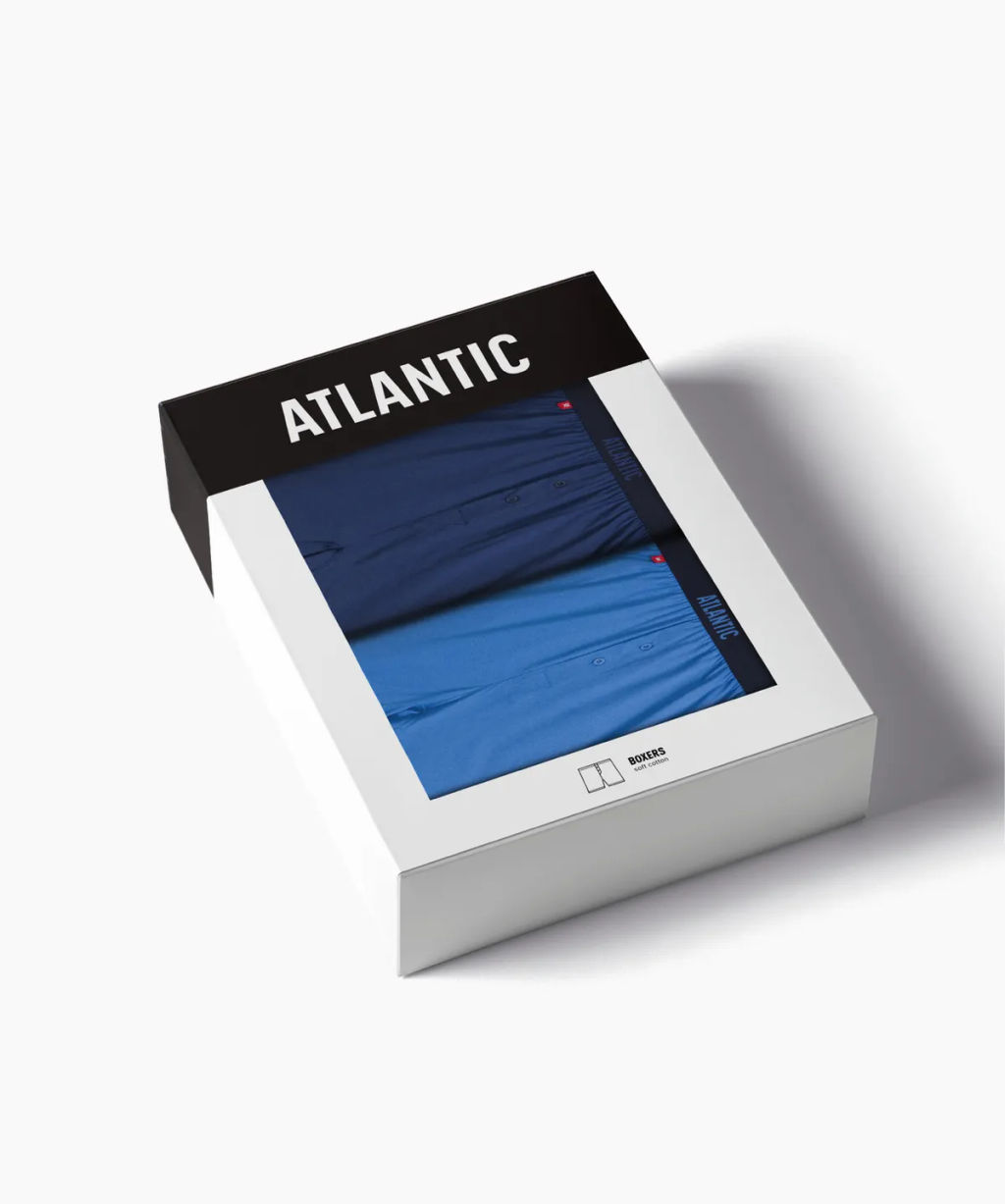 ATLANTIC 2MBX-025 Трусы боксеры Solid - набор 2 шт. темно-голубой + светло-голубой фото 6