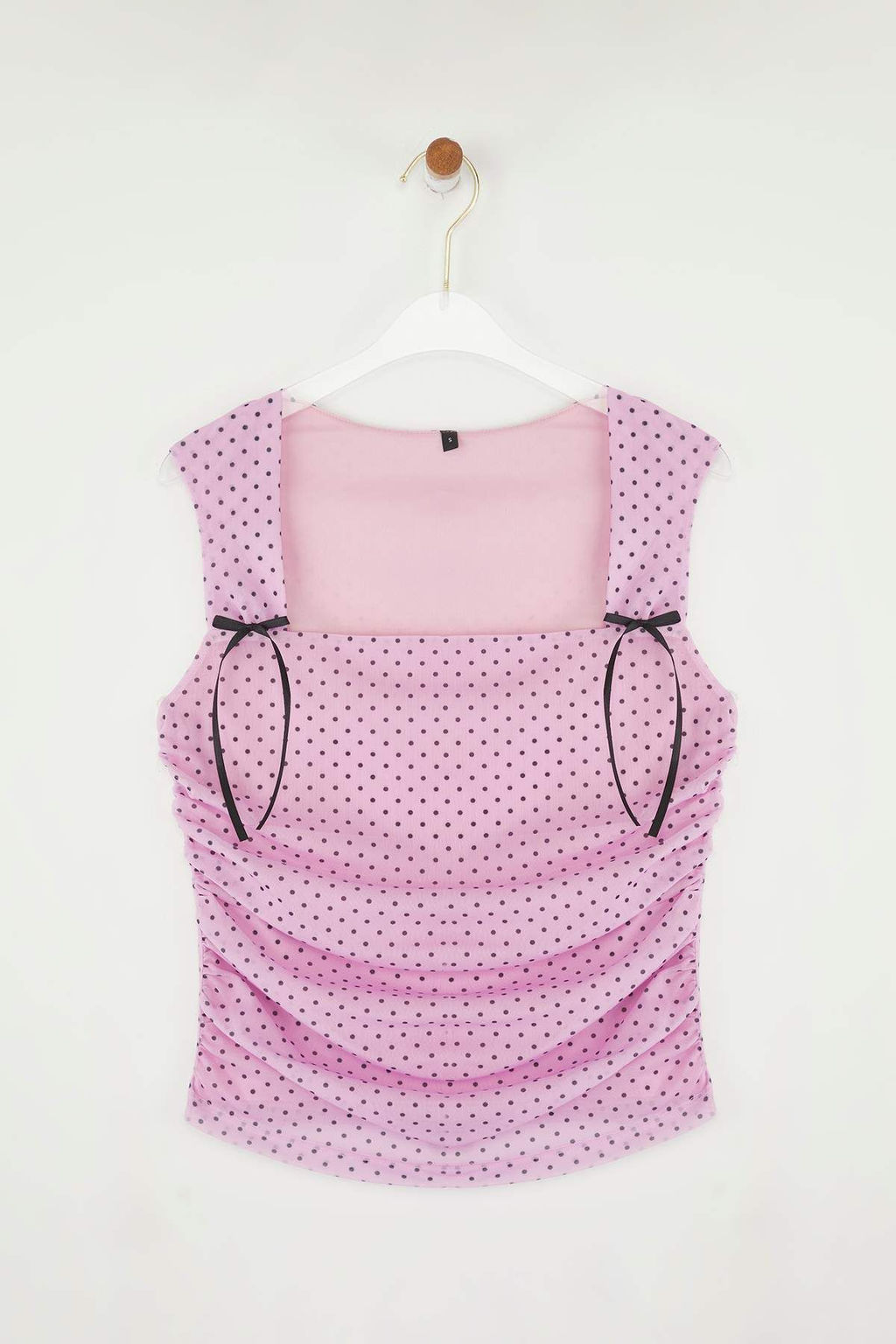 Trendyolmilla Kahverengi Astarl? Leopar Bask?l? Tul Vucuda Oturan Crop Fiyonk Detayl? Orme Bluz TWOSS25BZ00033  фото 5