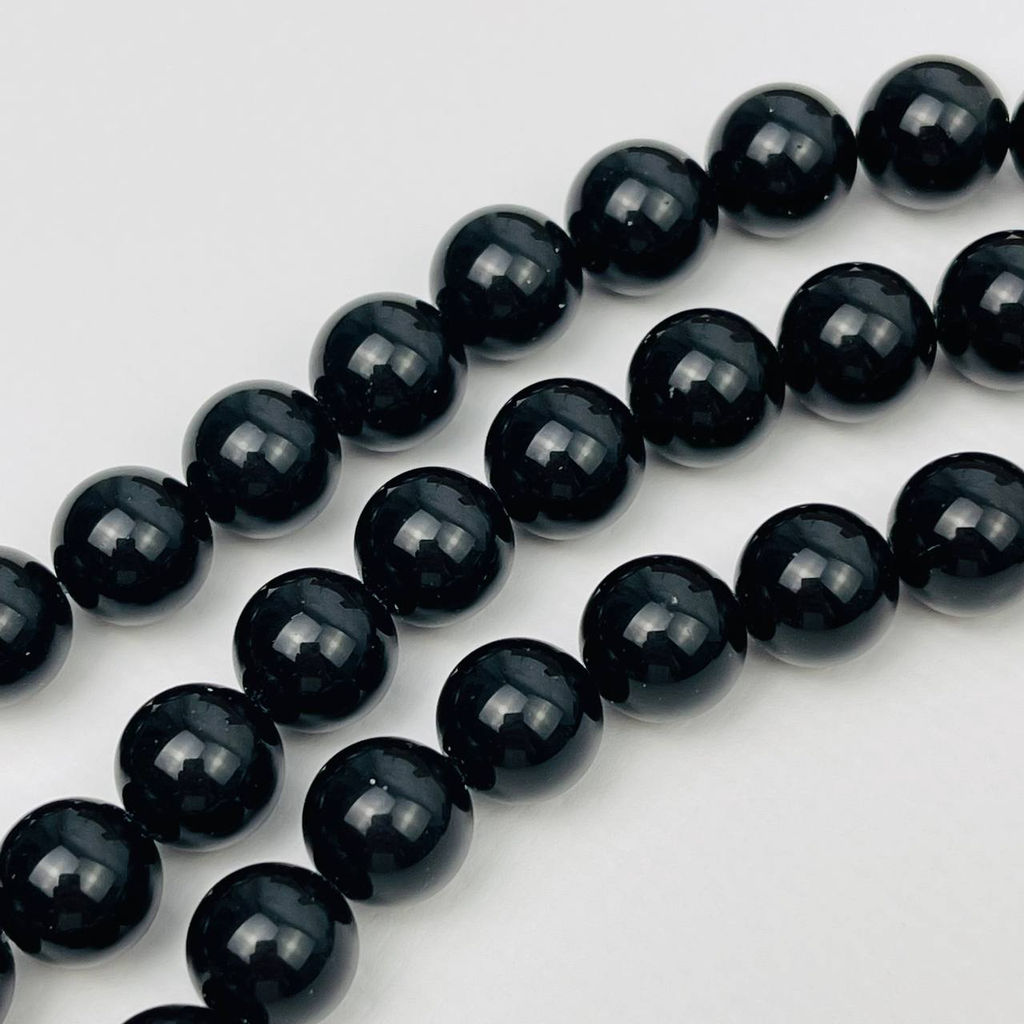 Бусины для украшений из черного Обсидиана (36 бусин) 37 см