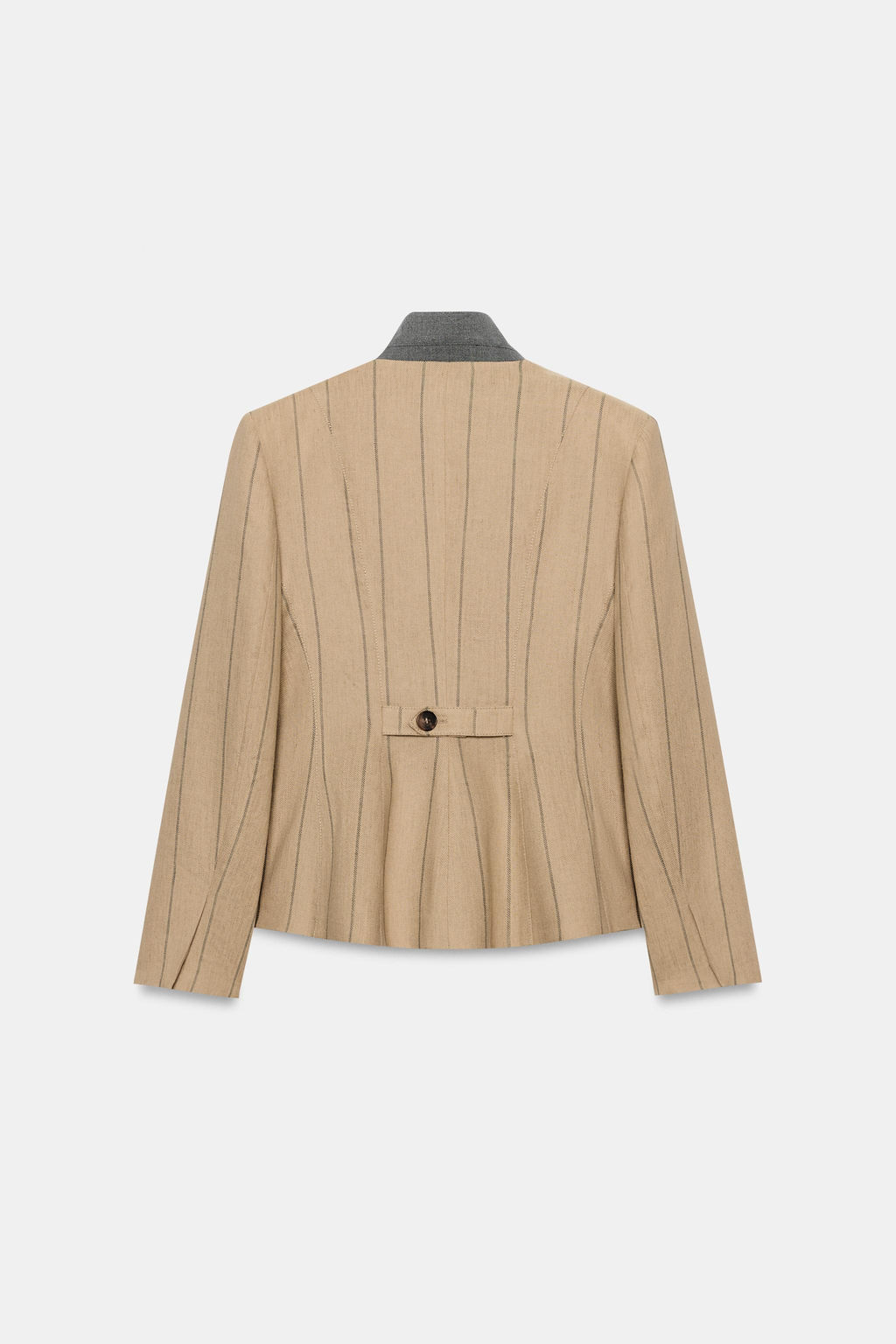 BLAZER RAYAS COMBINADA CON LINO ZW COLLECTION / Camel medio - Zara фото 9