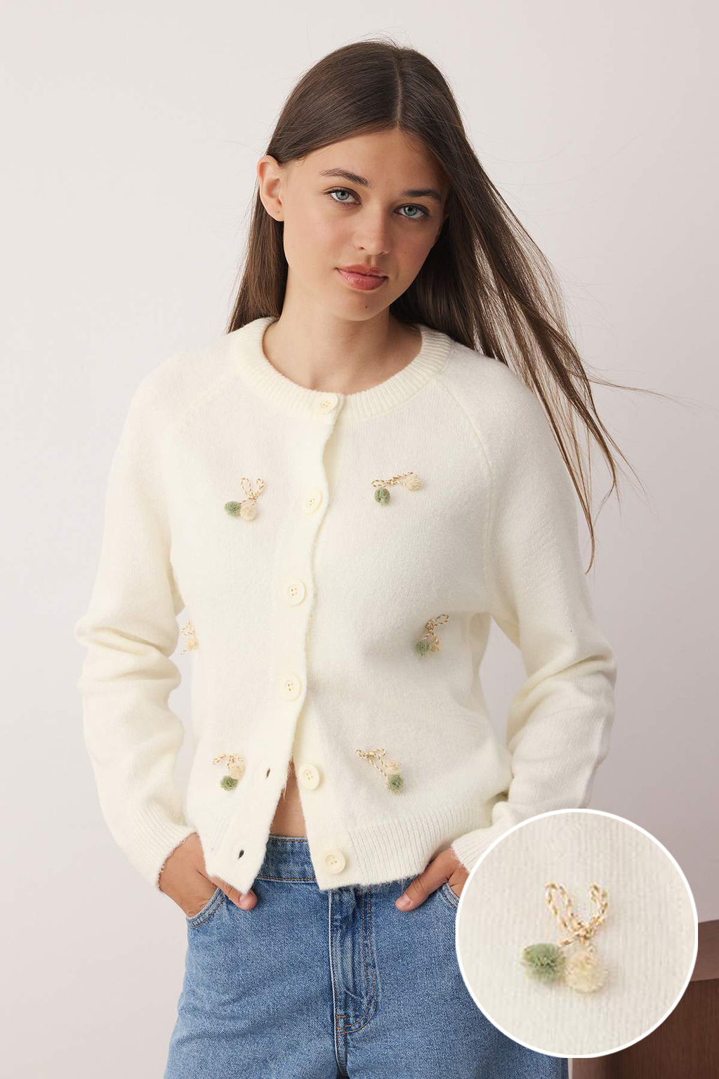 Lacivert Bisiklet Yaka Kiraz Aksesuar Detayl? Triko H?rka TWOAW26HI00141 - Trendyolmilla фото 10