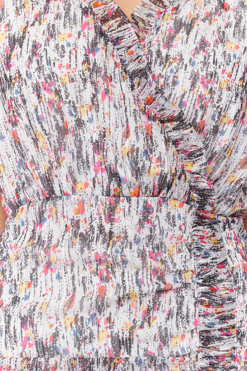 Cok Renkli Etegi Volanl? Kumas Ozellikli Sifon Mini Dokuma Elbise TWOSS24EL00050 - Trendyolmilla фото 5