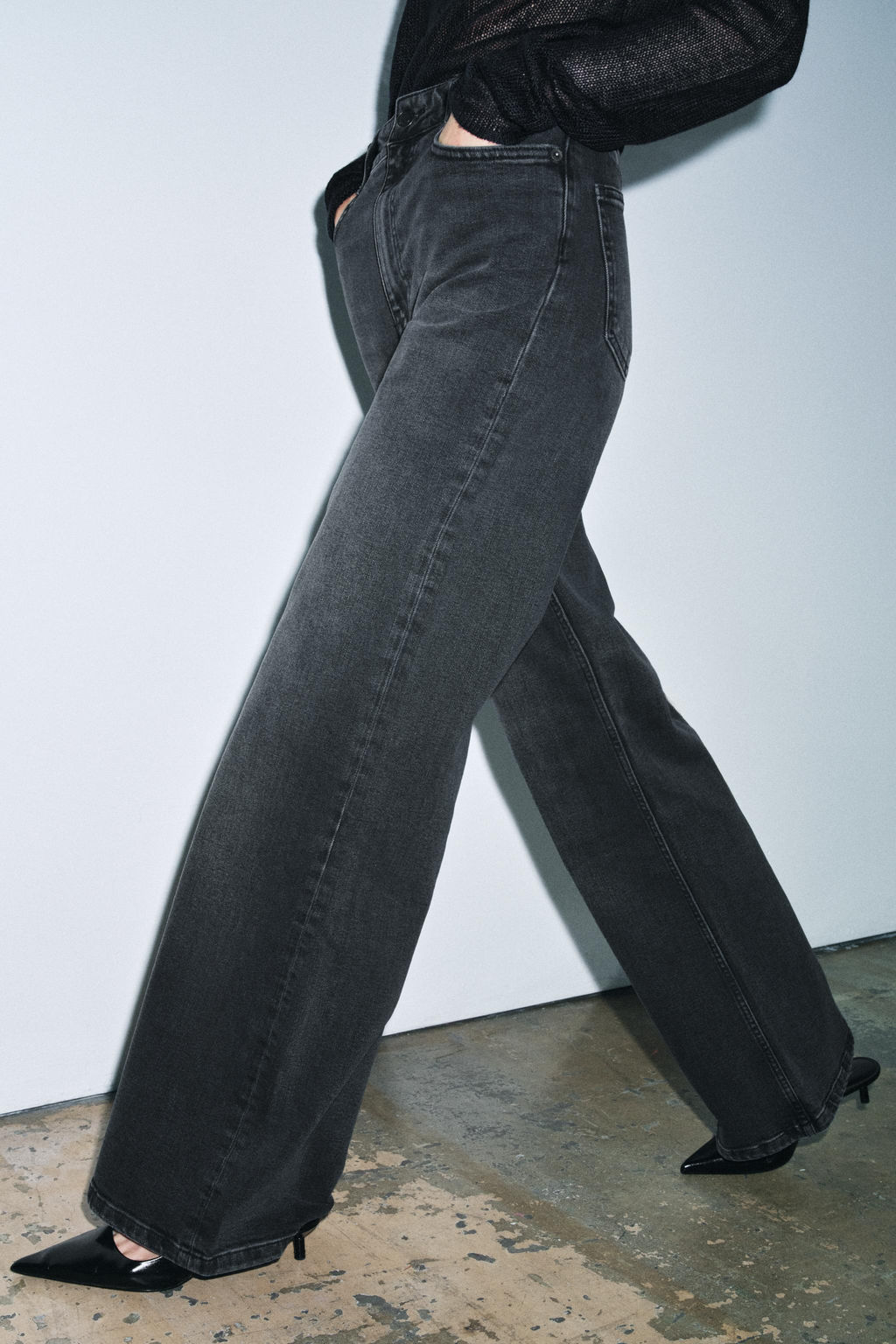 JEANS ZW COLLECTION WIDE LEG TIRO ALTO / Gris - Zara фото 4