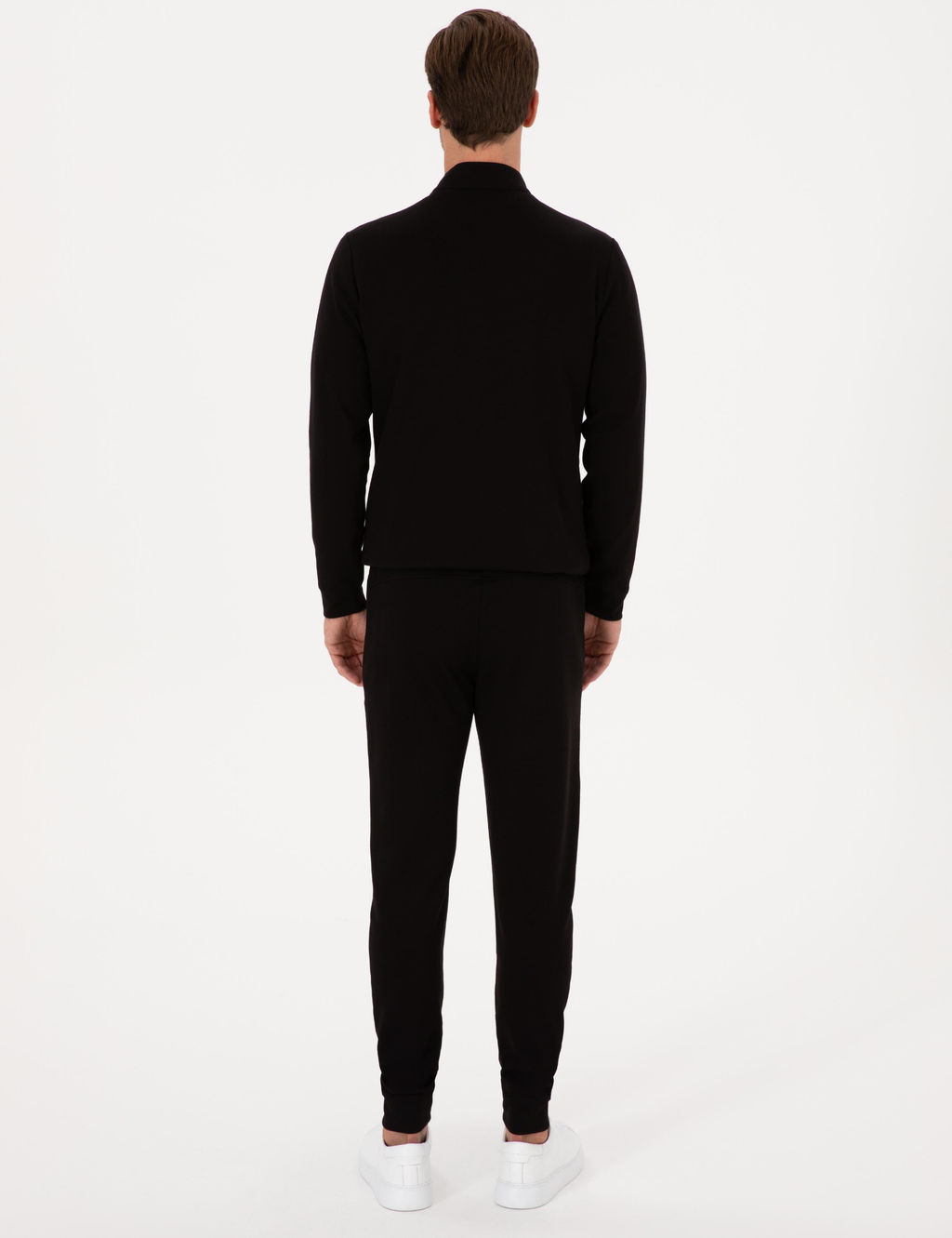 Siyah Slim Fit Pamuk Kar___ml_ Pa_as_ Lastikli E_ofman Alt_