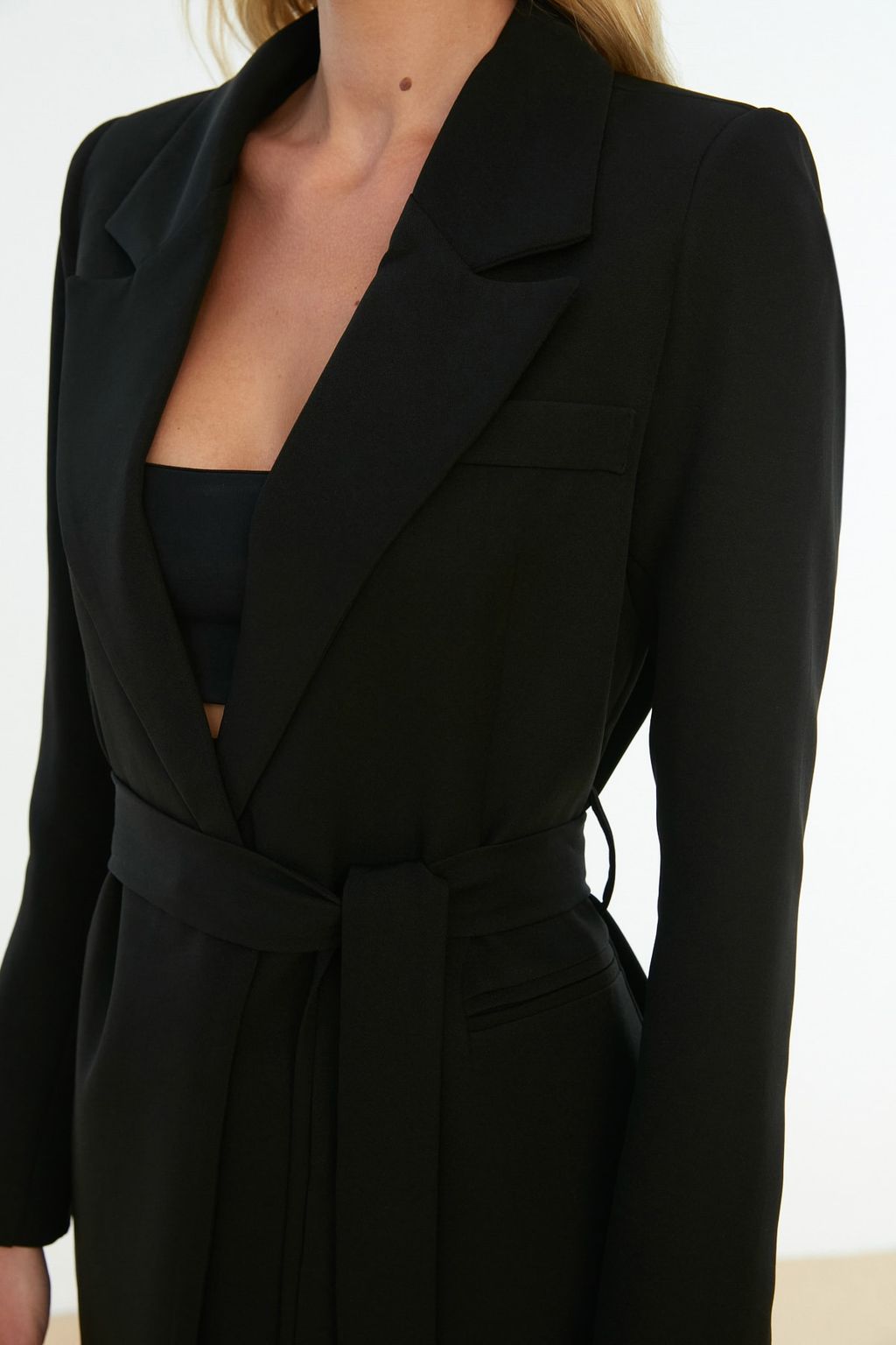 TRENDYOLMILLA Siyah Regular Astarl? Dokuma Blazer Ceket TWOSS22CE0074  фото 4