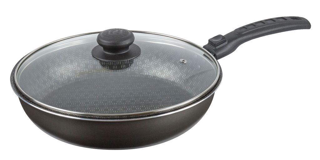 Сковорода 240мм,1 ручка, стеклянная крышка, антипригарное покрытие Лён - Калитва фото 3