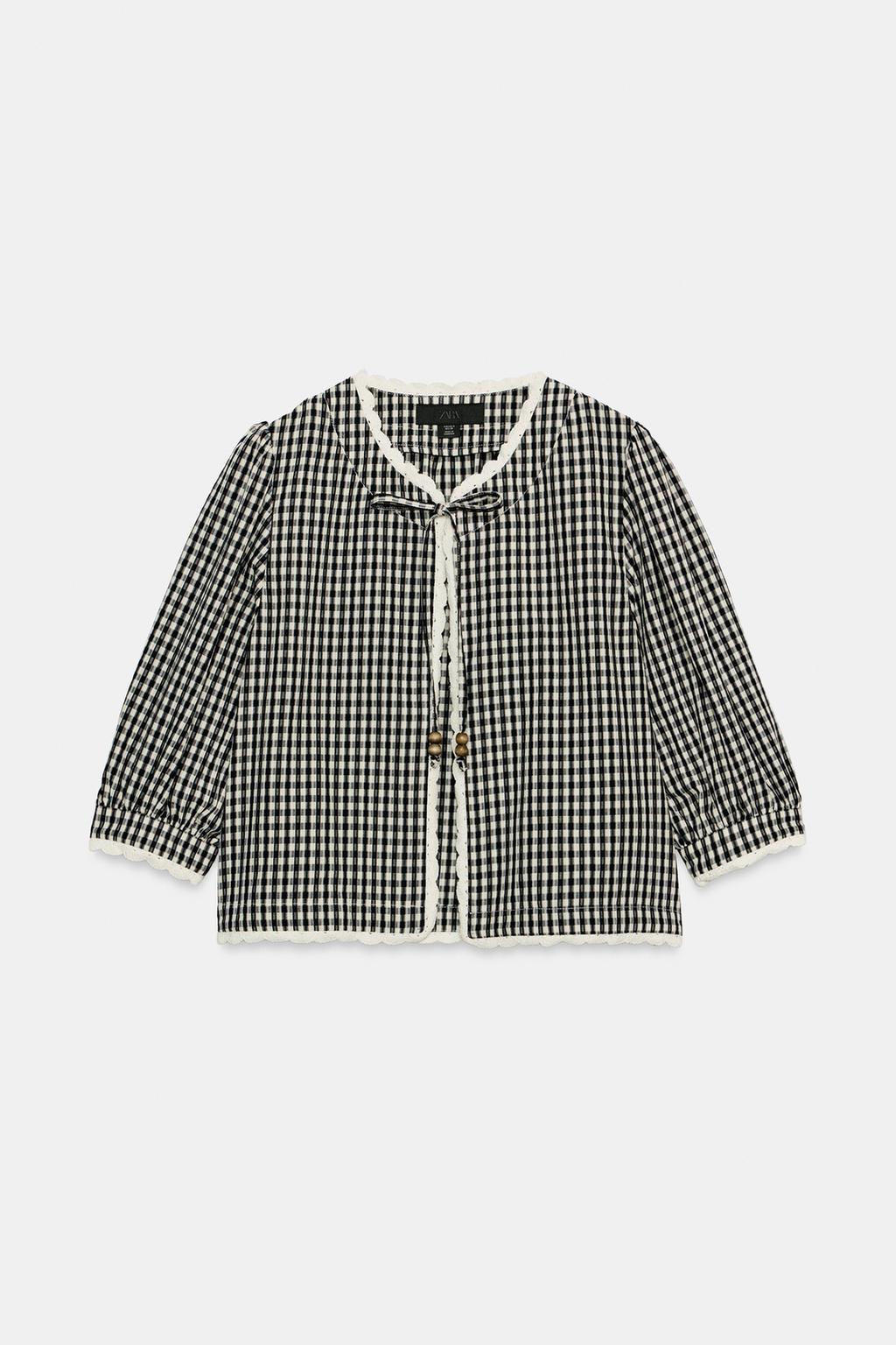GINGHAM CHECK CROCHET JACKET - Zara фото 7