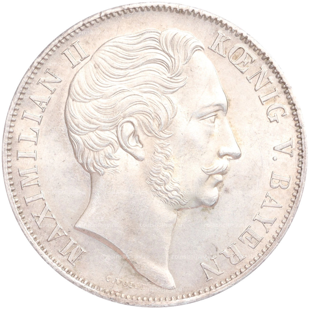 Монета 1 талер 1855 года Бавария Реставрация Колонны Мадонны в Мюнхене